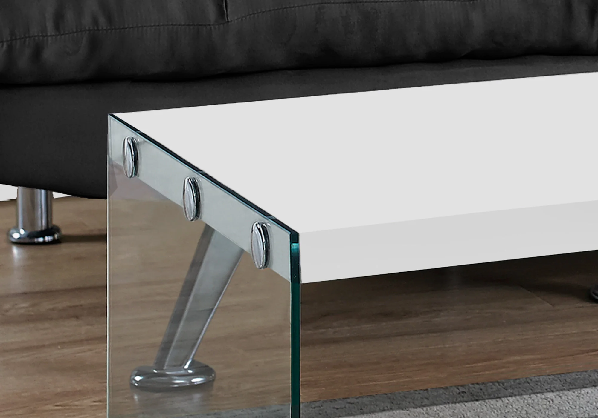 White Clear Particle Board Tempered Glass Coffee Table By Homeroots - Image 2