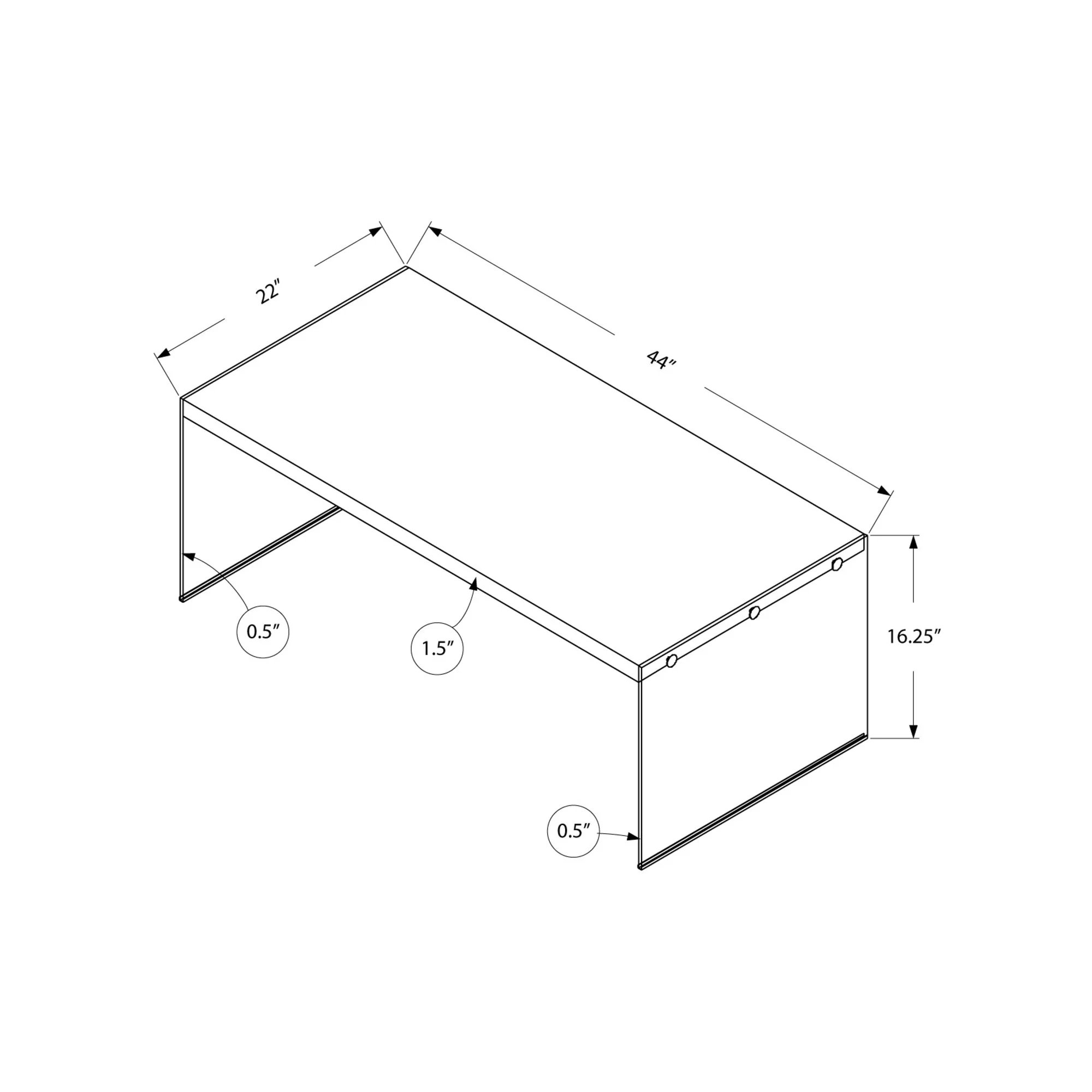 White Clear Particle Board Tempered Glass Coffee Table By Homeroots - Image 3