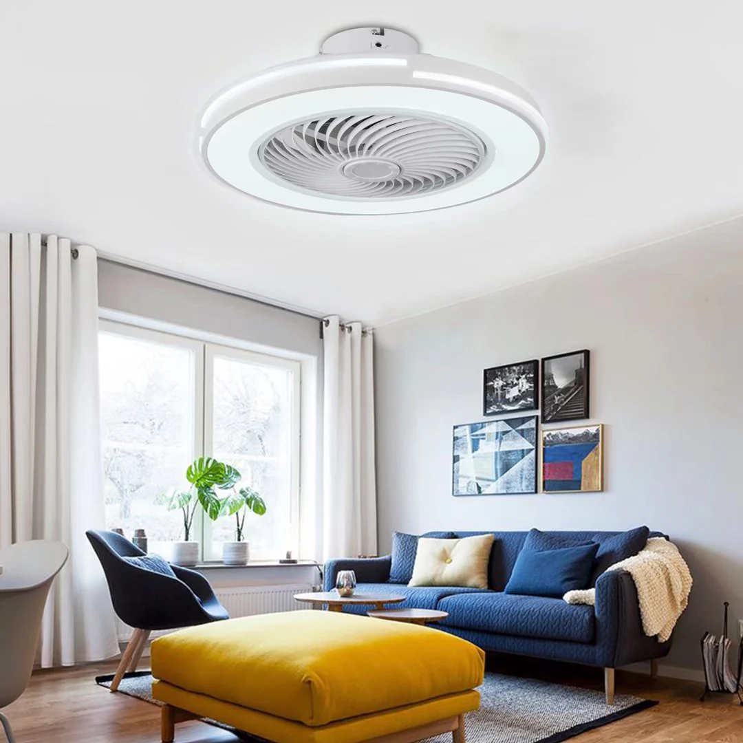 White Compact LED Fan and Light By Homeroots - Image 2