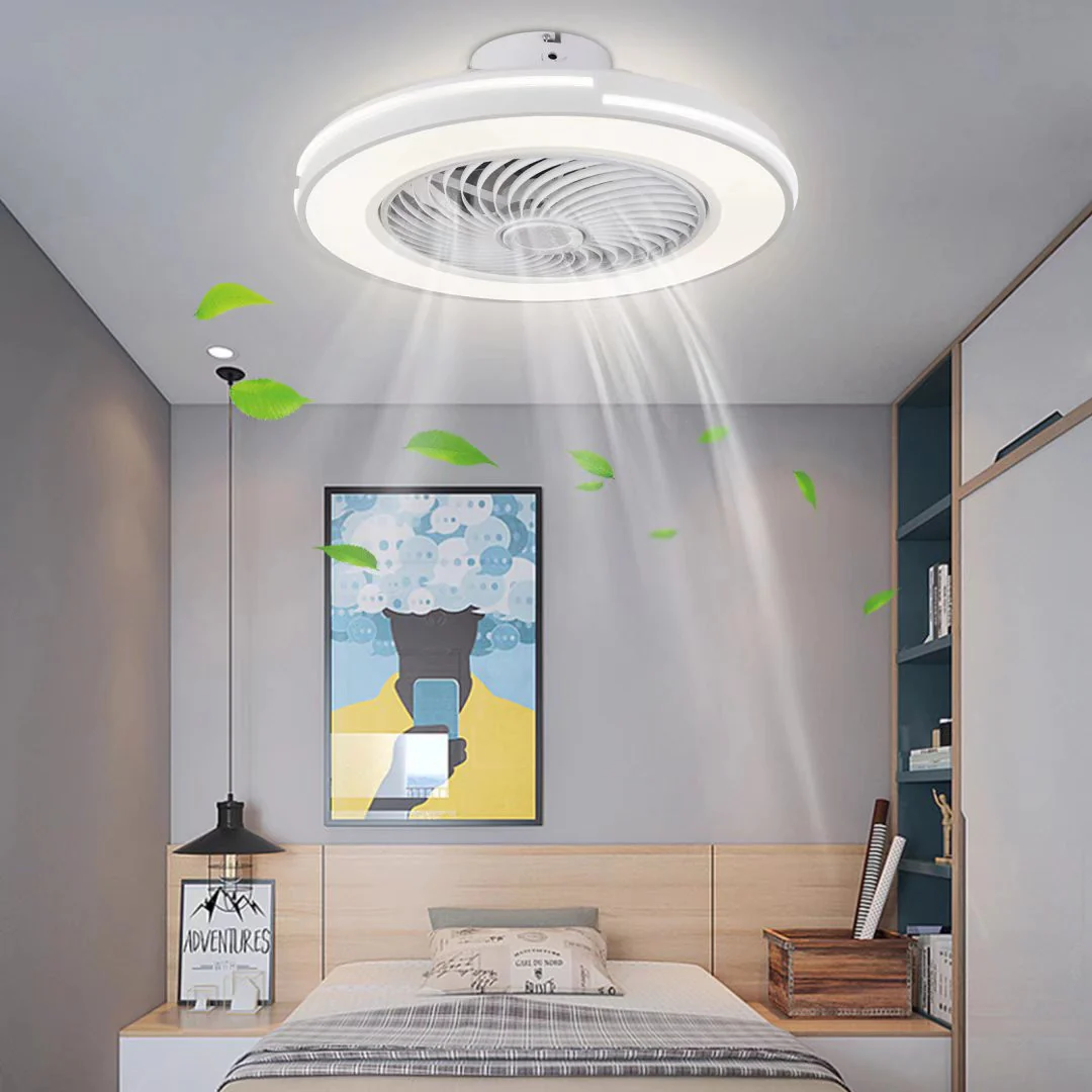 White Compact LED Fan and Light By Homeroots - Image 3