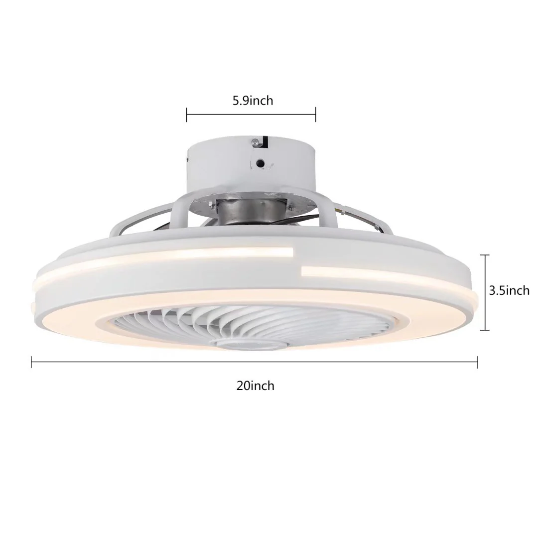 White Compact LED Fan and Light By Homeroots - Image 4