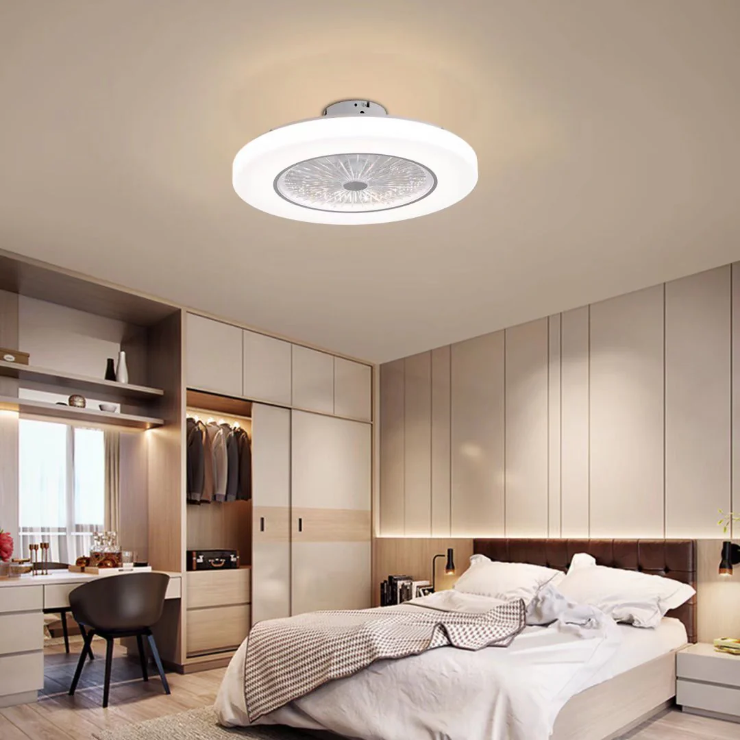 White Contemporary Acrylic Fan And Ceiling Lamp By Homeroots - Image 2