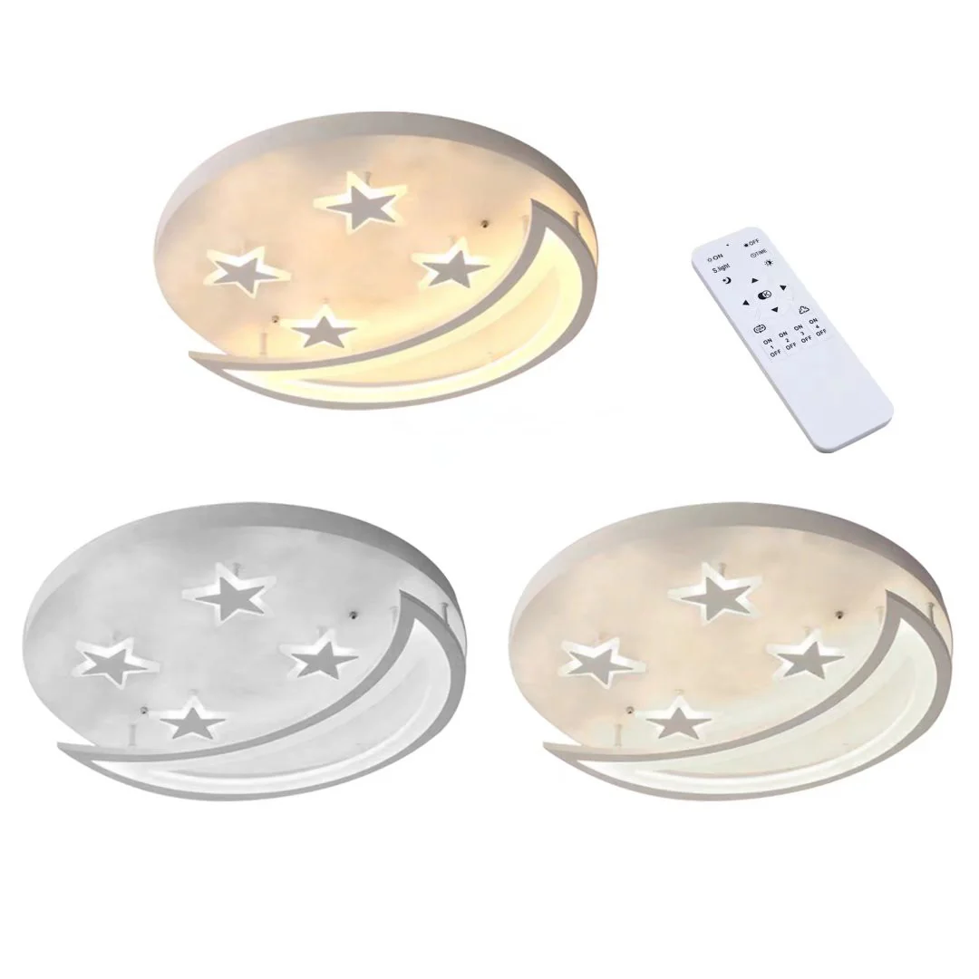 White Contemporary Acrylic Moon And Stars Ceiling Lamp By Homeroots - Image 6