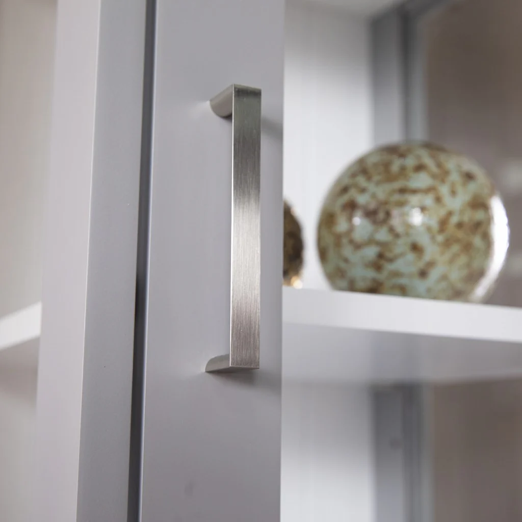 White Cornice Molding Curio With Glass Door By Homeroots - Image 11
