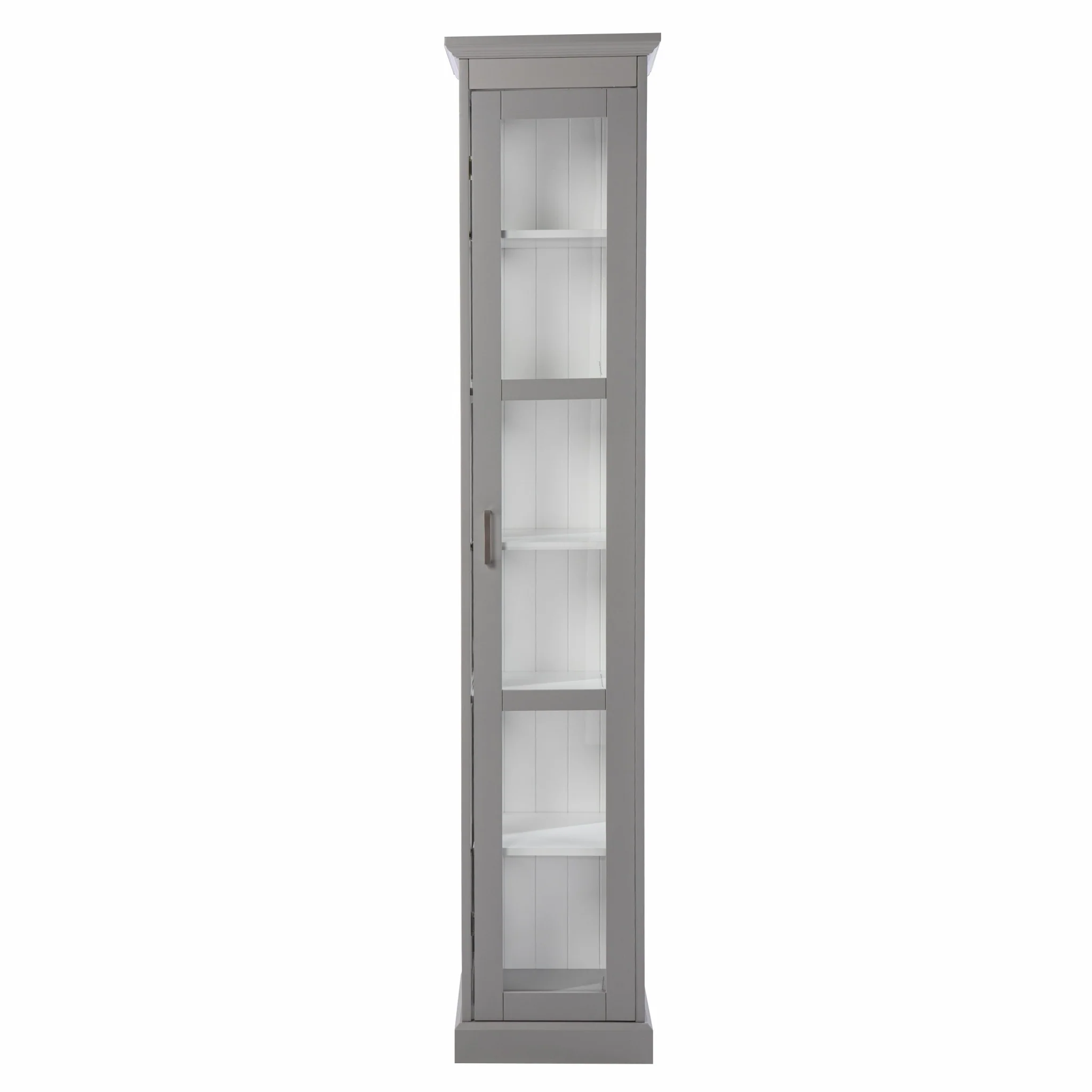 White Cornice Molding Curio With Glass Door By Homeroots - Image 13