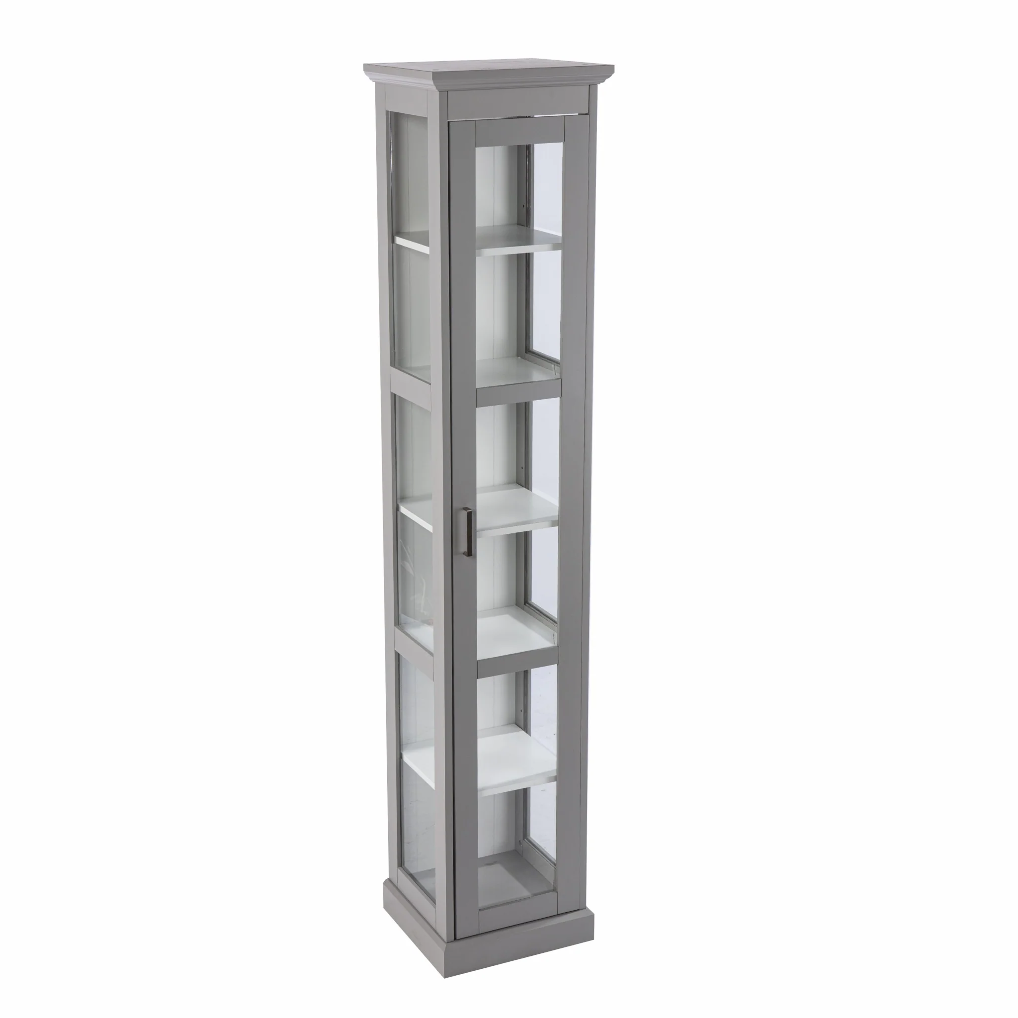 White Cornice Molding Curio With Glass Door By Homeroots - Image 14