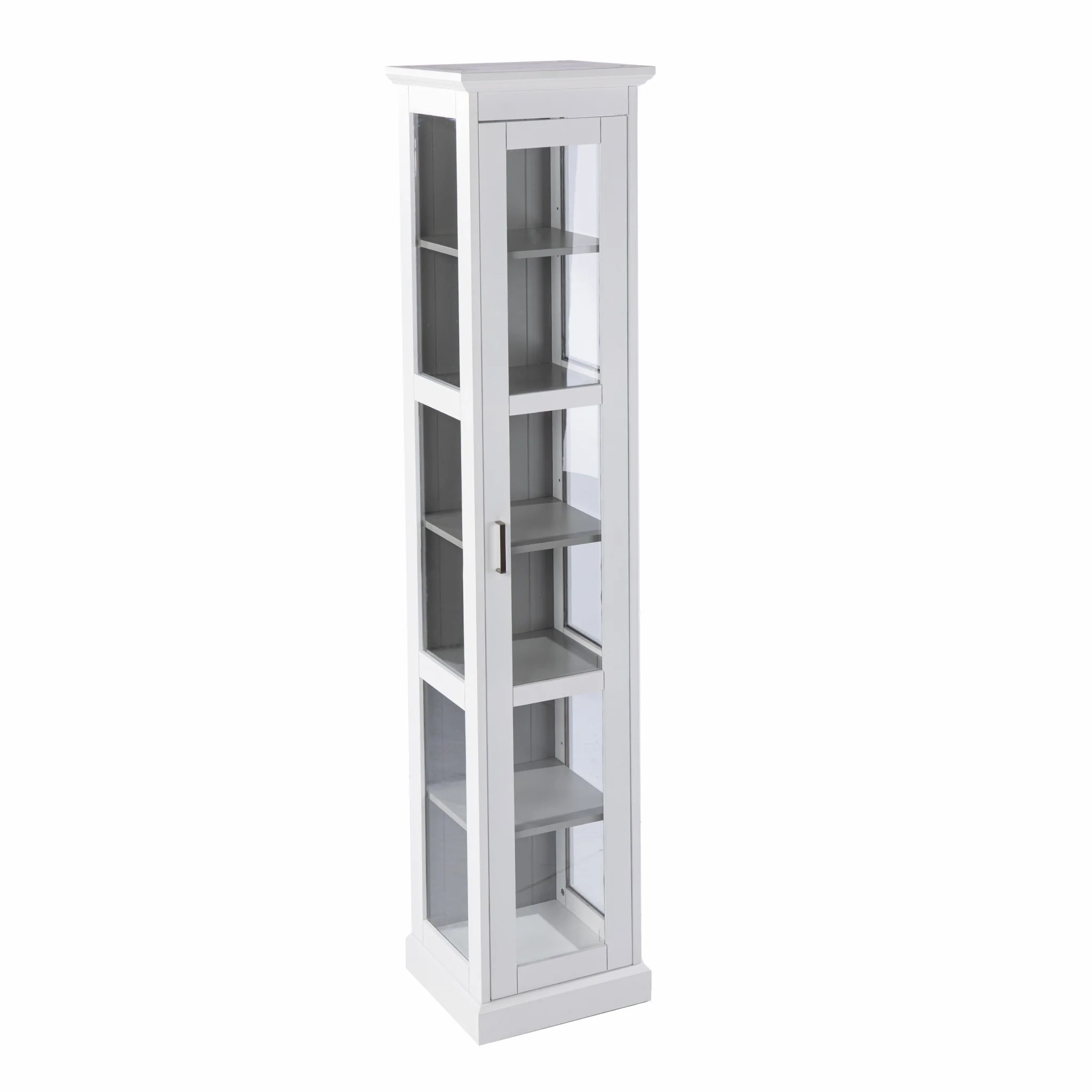 White Cornice Molding Curio With Glass Door By Homeroots - Image 5