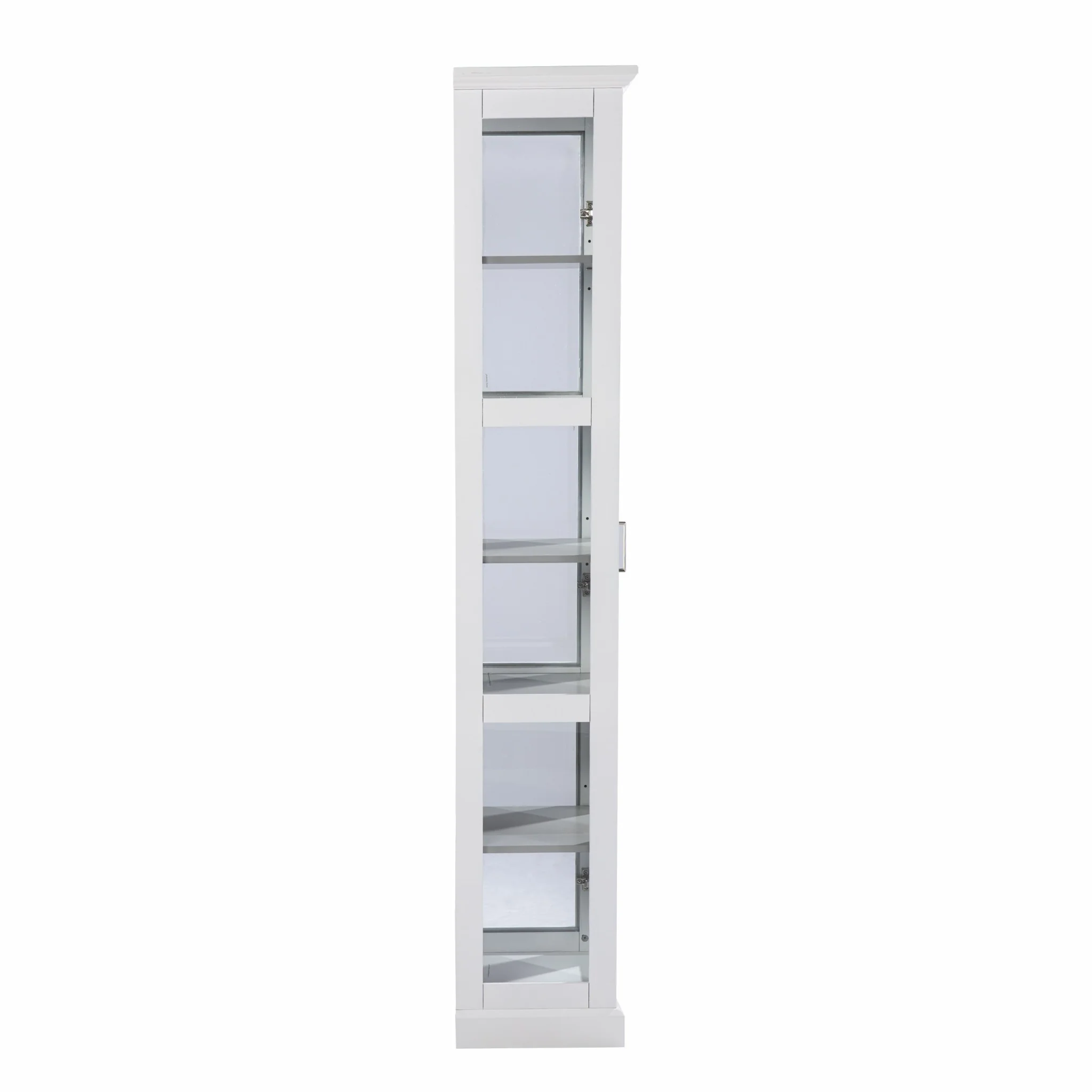 White Cornice Molding Curio With Glass Door By Homeroots - Image 6
