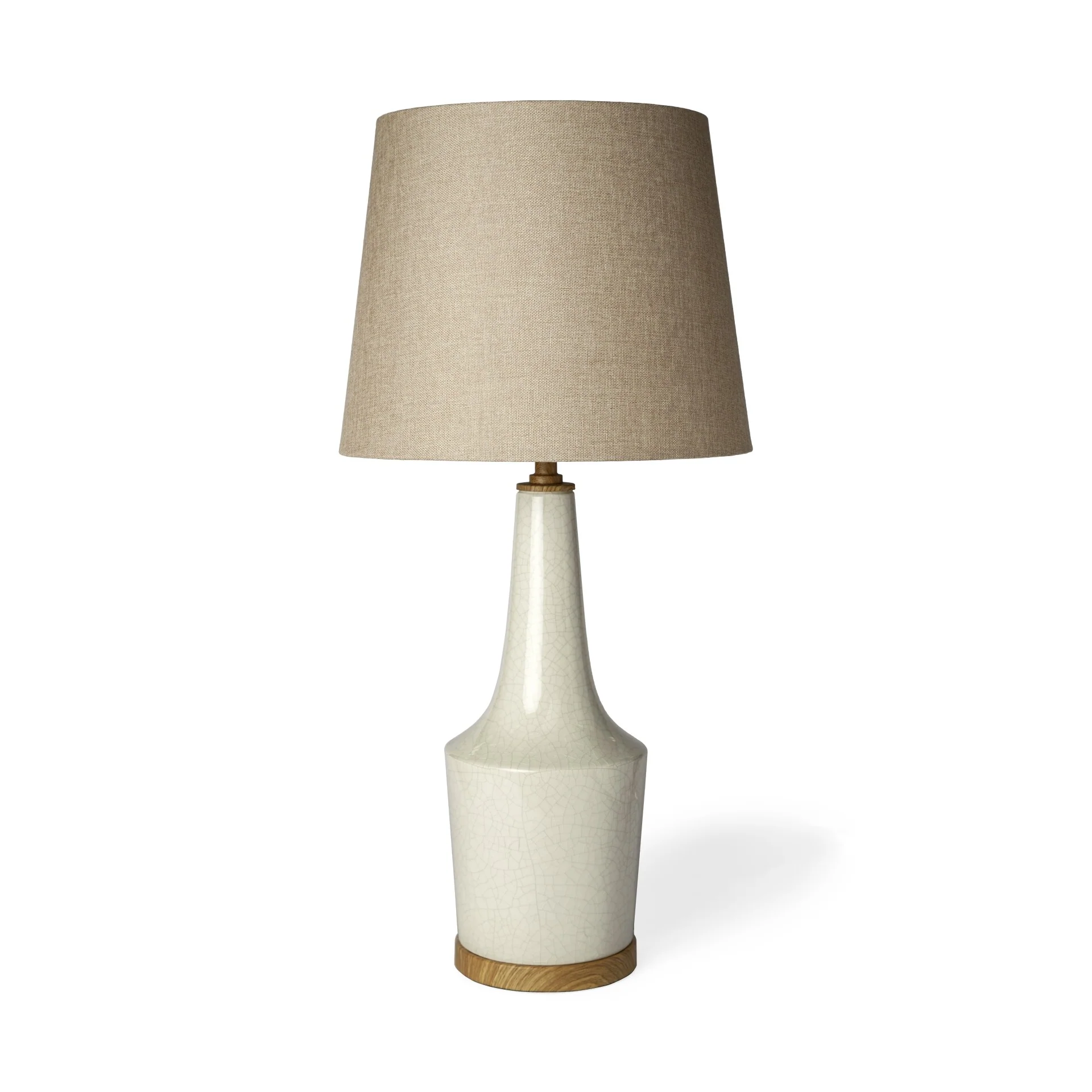 White Crackle and Natural Ceramic Table or Desk Lamp By Homeroots - Image 2