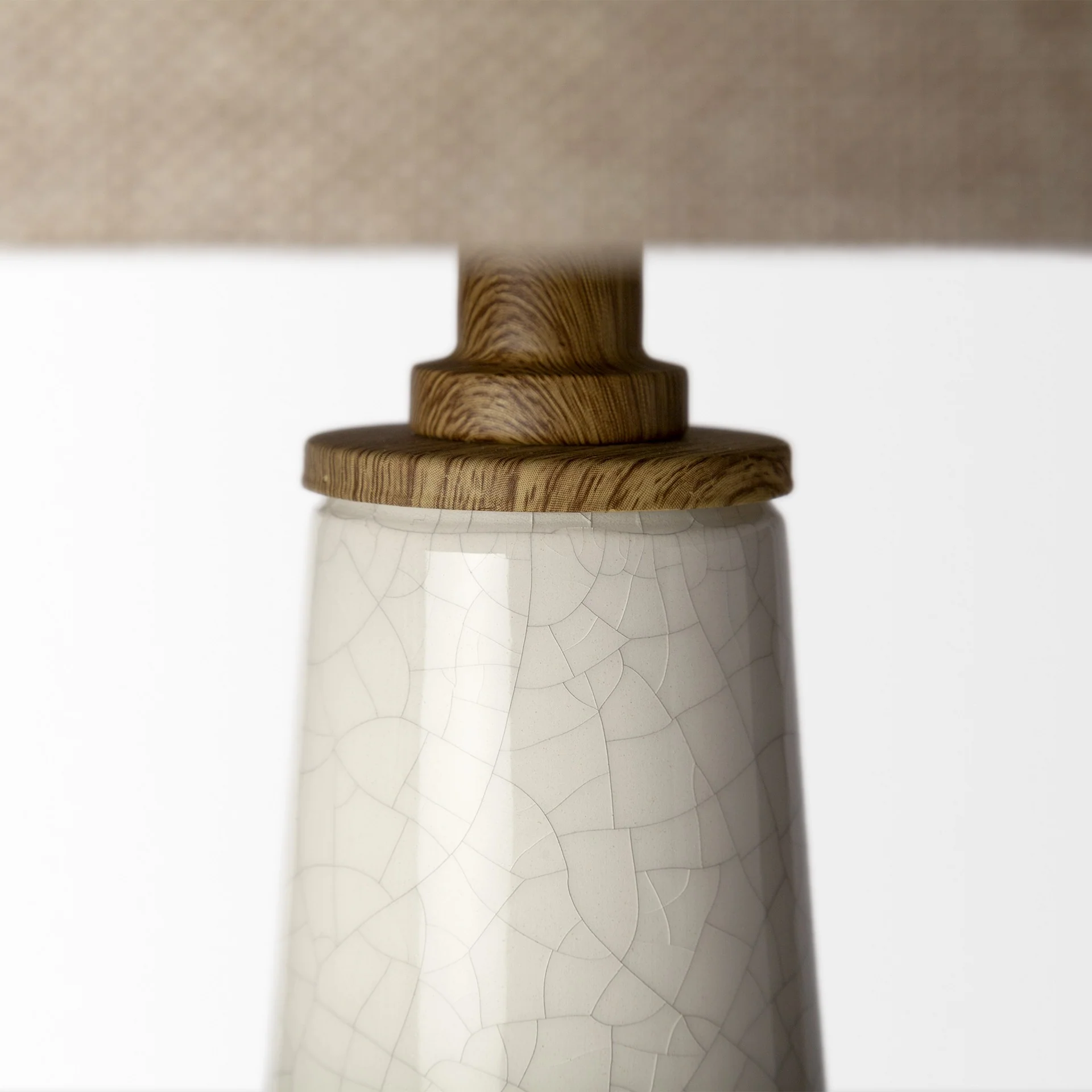 White Crackle and Natural Ceramic Table or Desk Lamp By Homeroots - Image 3