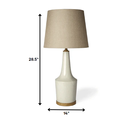 White Crackle and Natural Ceramic Table or Desk Lamp By Homeroots - Image 7