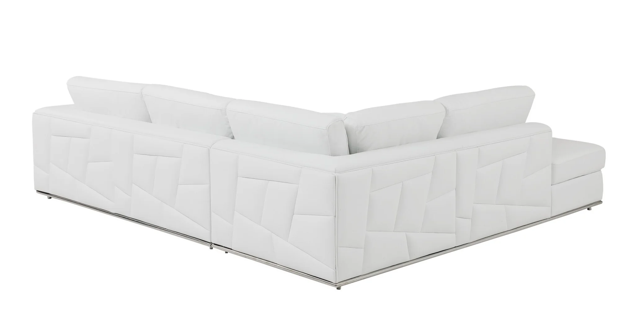White Deco Tufted Italian Leather Modular L Shape Two Piece Corner Sectional By Homeroots - Image 2