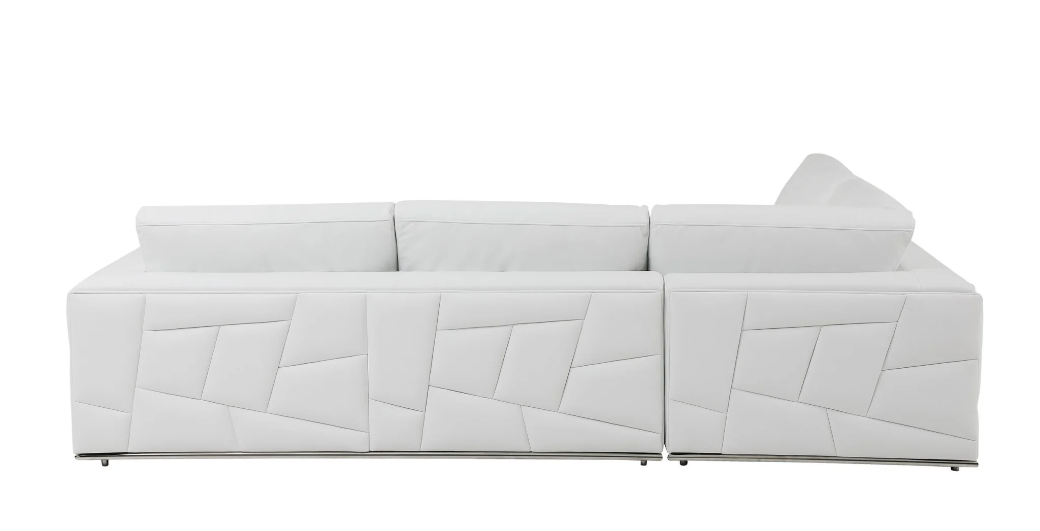 White Deco Tufted Italian Leather Modular L Shape Two Piece Corner Sectional By Homeroots - Image 3