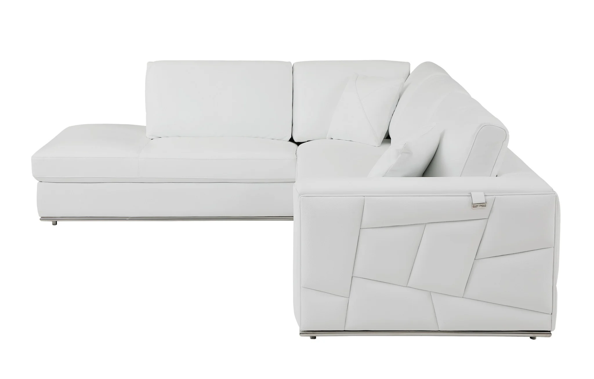 White Deco Tufted Italian Leather Modular L Shape Two Piece Corner Sectional By Homeroots - Image 4