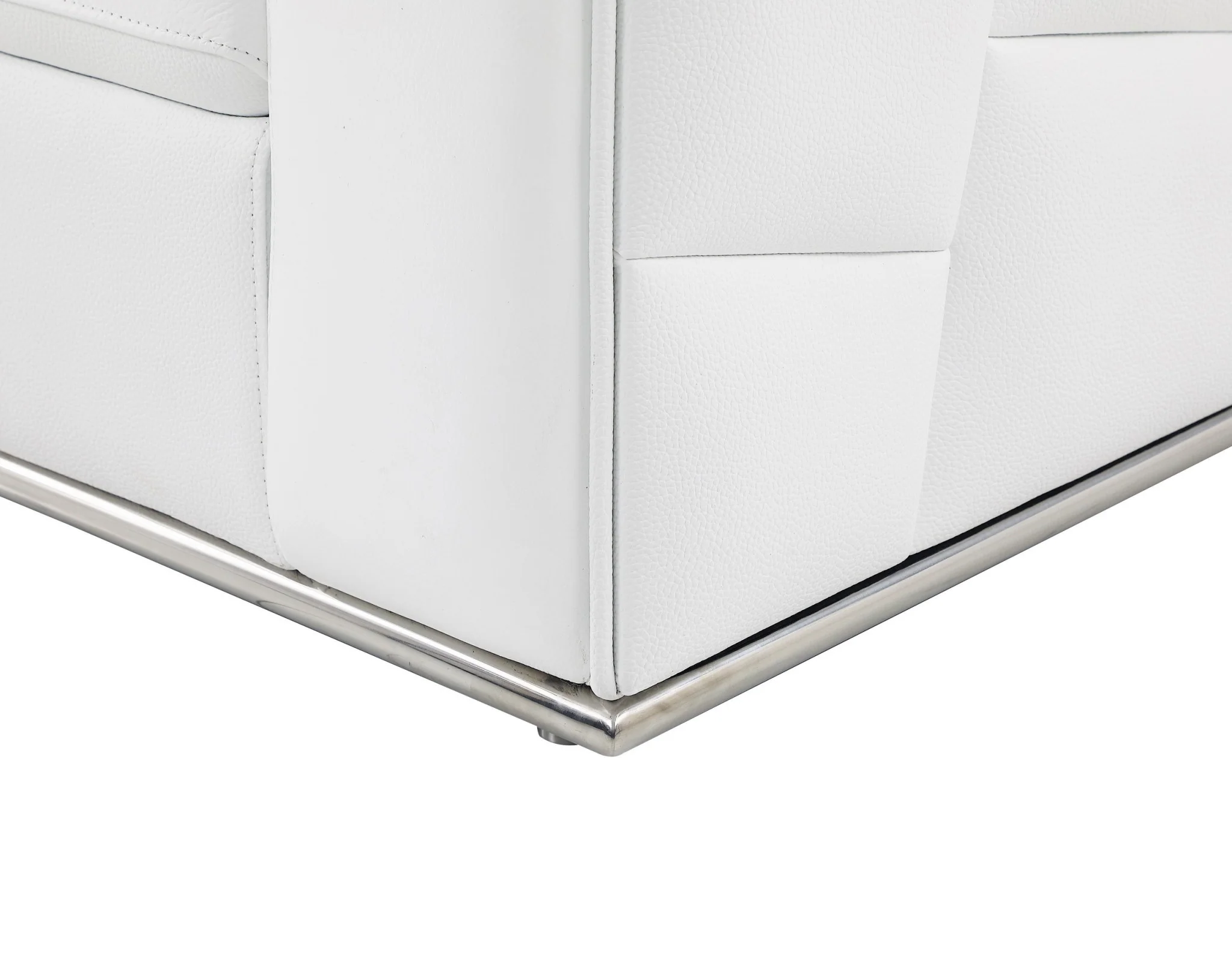 White Deco Tufted Italian Leather Modular L Shape Two Piece Corner Sectional By Homeroots - Image 7