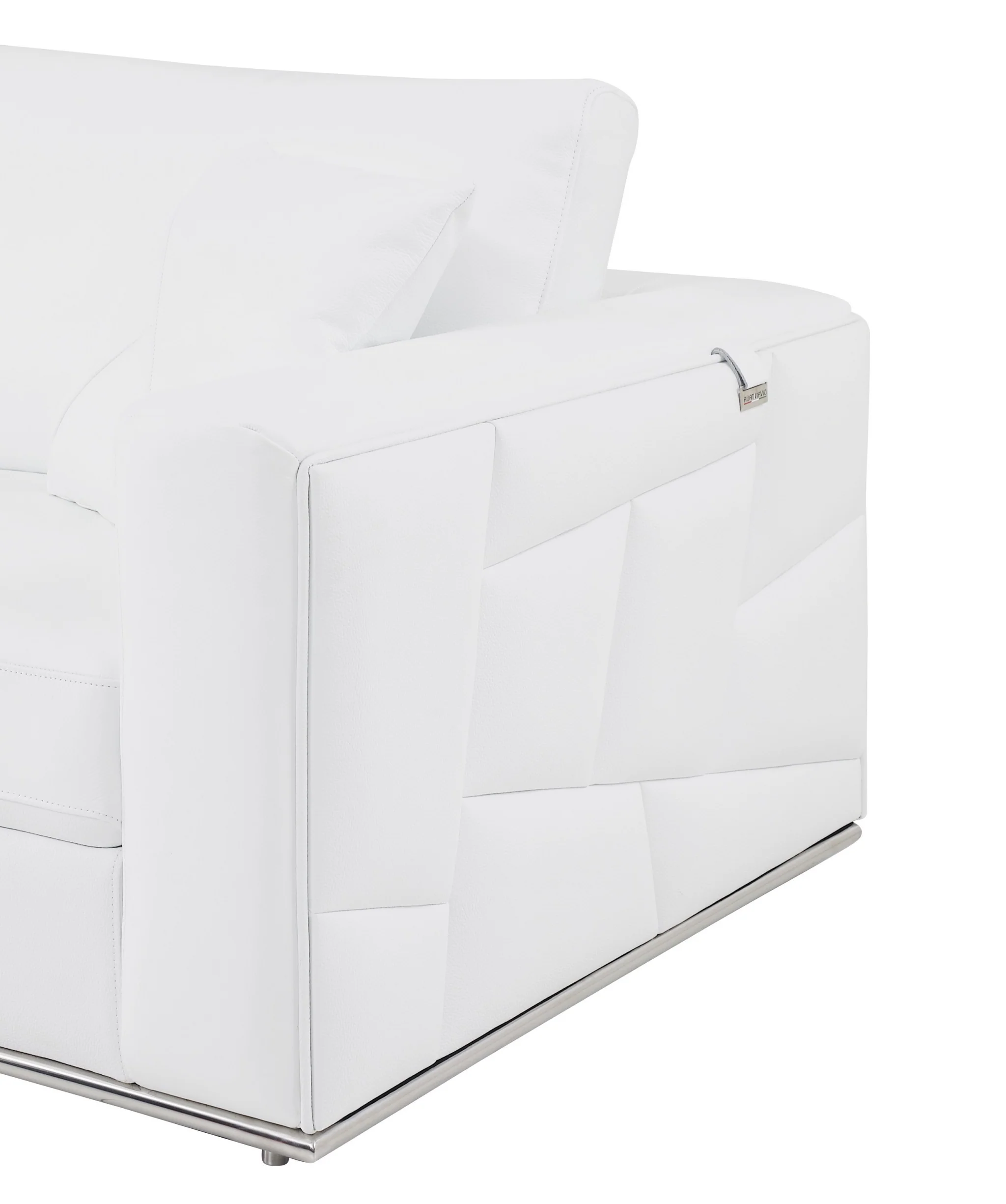 White Deco Tufted Italian Leather Modular L Shape Two Piece Corner Sectional By Homeroots - Image 8