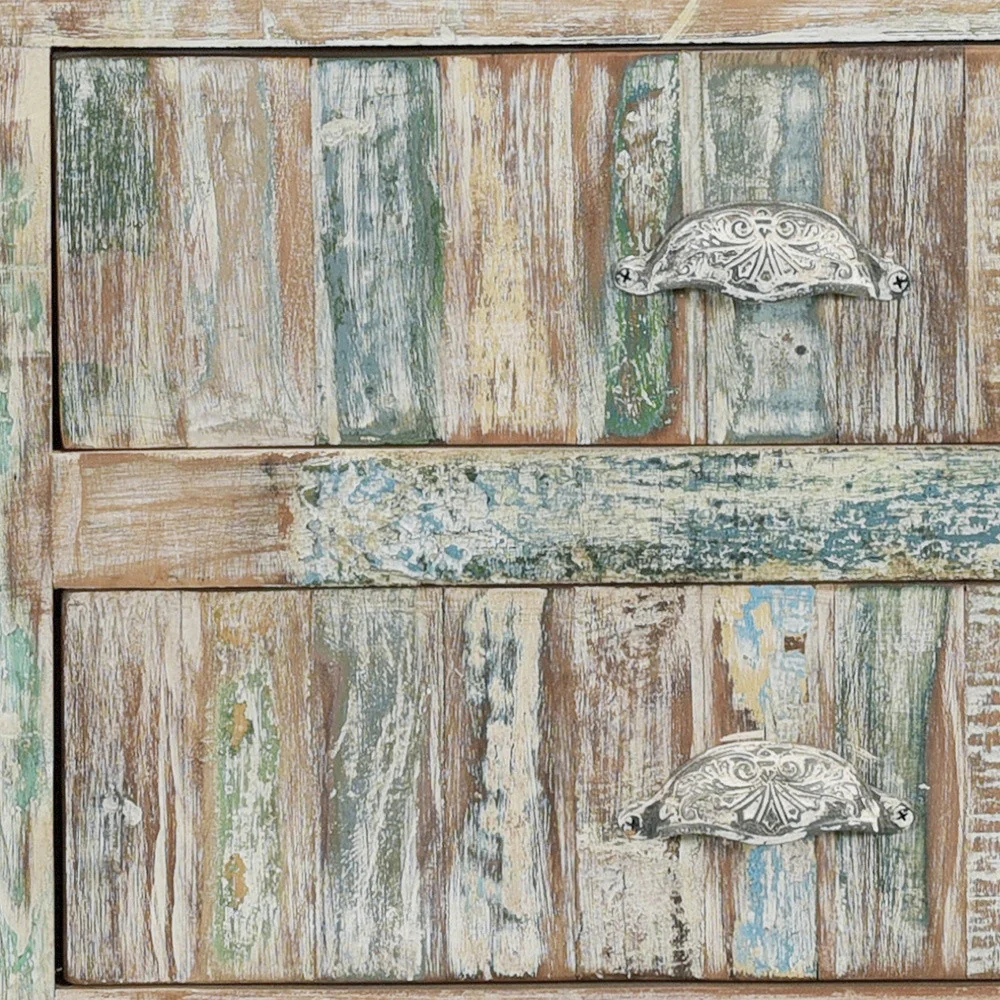 White Distressed Reclaimed Wood Open And Enclosed Storage Entertainment Center By Homeroots - Image 4