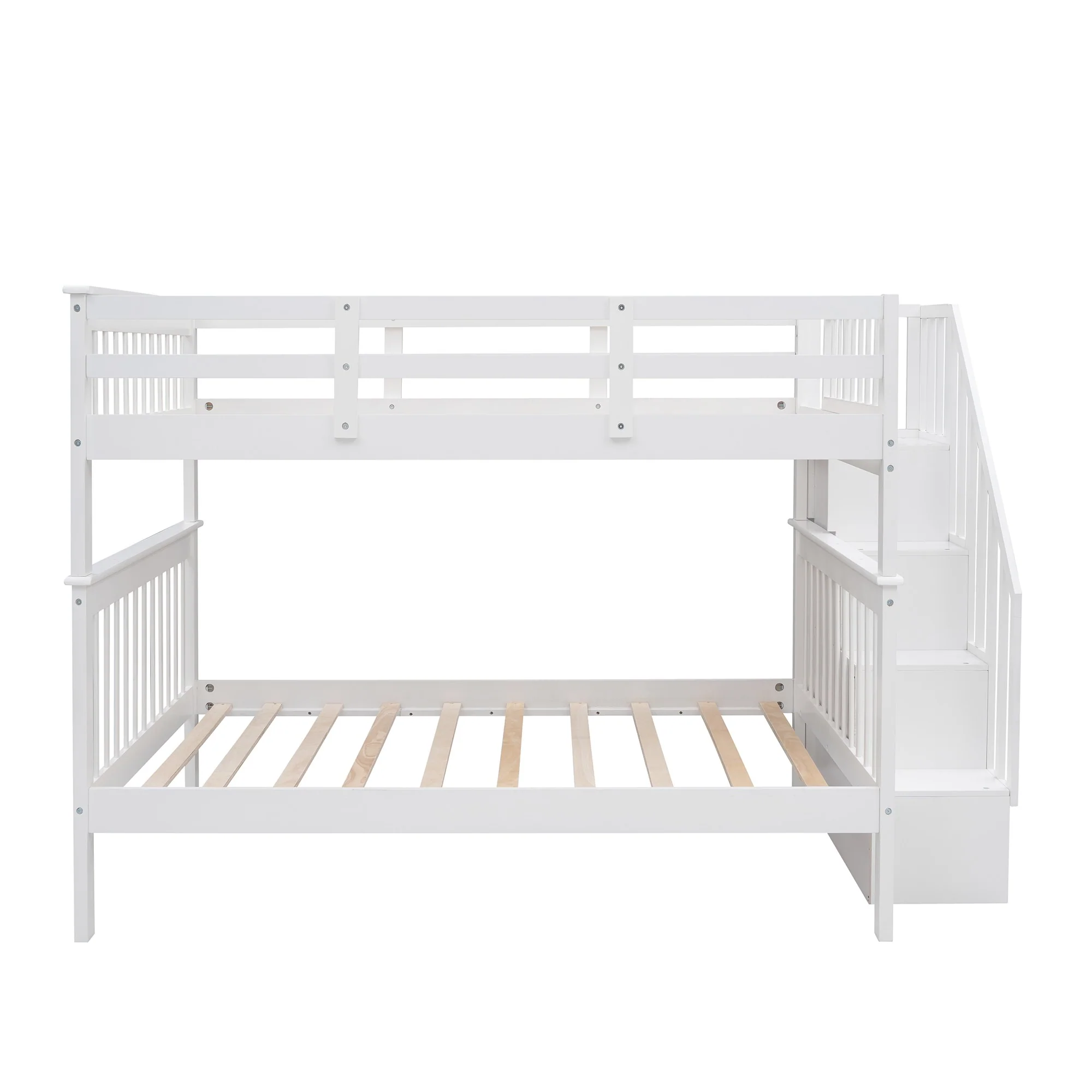 White Double Full Size Stairway Bunk Bed By Homeroots - Image 4