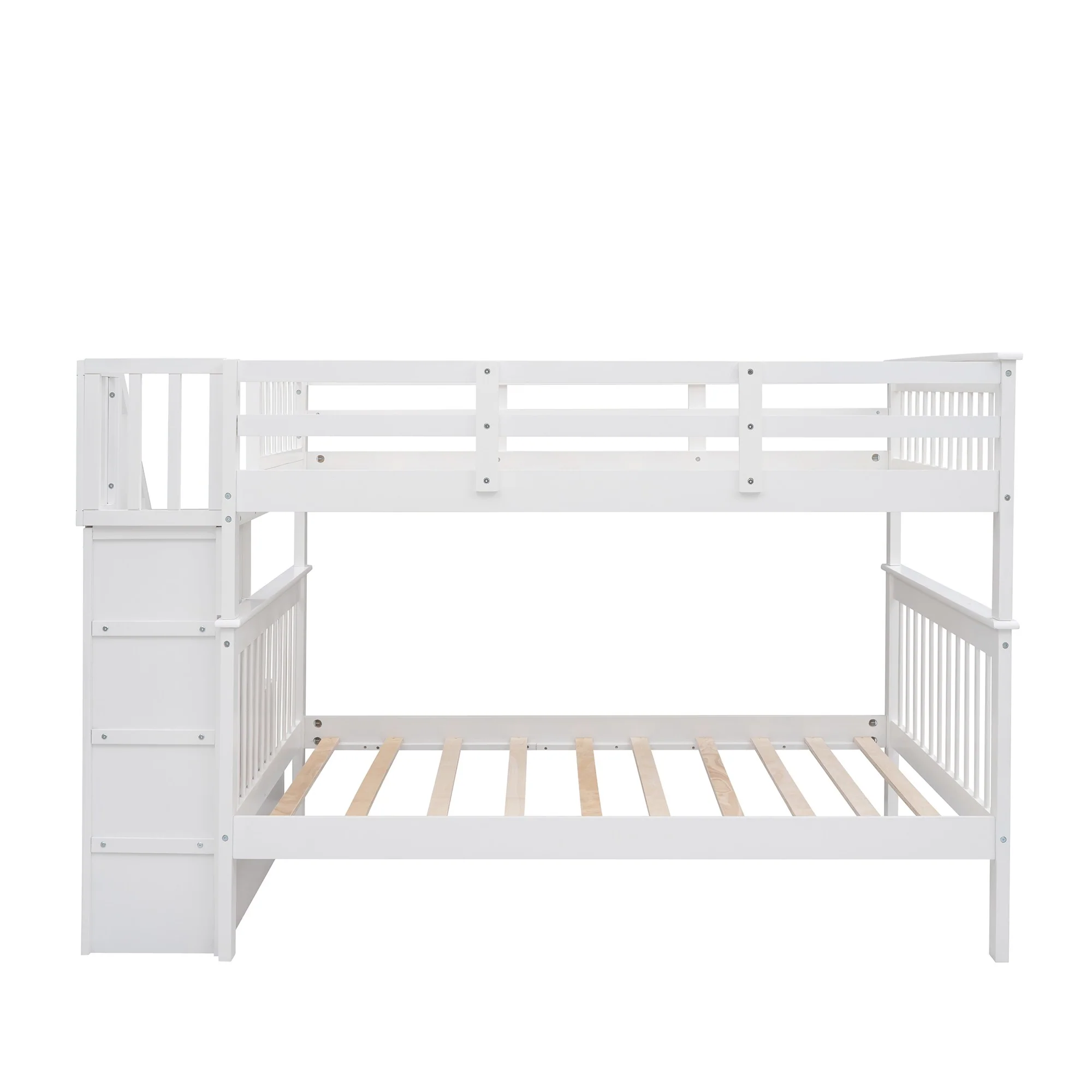 White Double Full Size Stairway Bunk Bed By Homeroots - Image 8