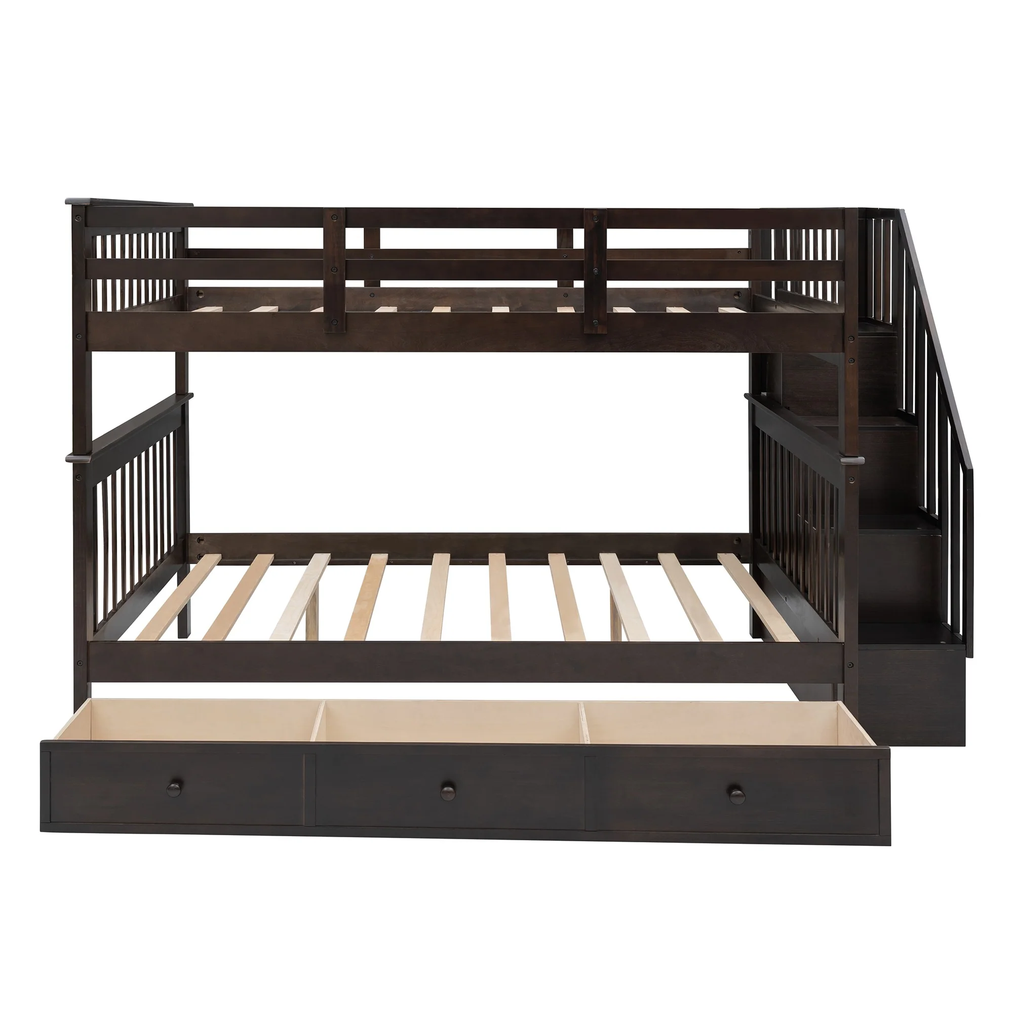 White Double Full Size Stairway Bunk Bed With Drawer By Homeroots - Image 17
