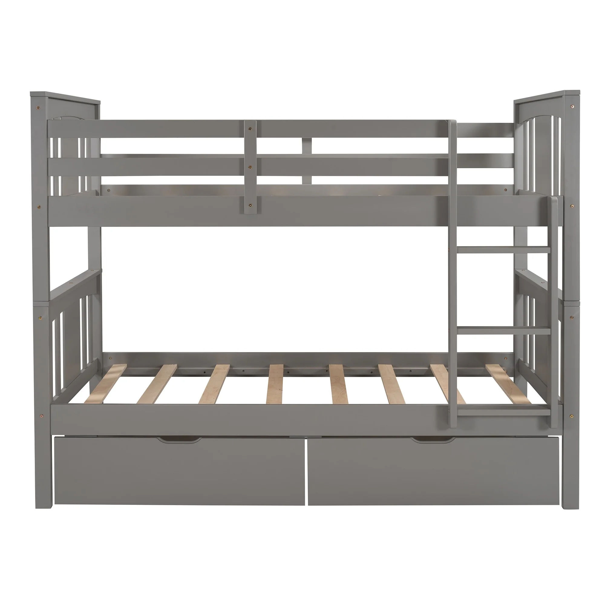 White Double Twin Size Ladder Bunk Bed With Drawers By Homeroots - Image 17