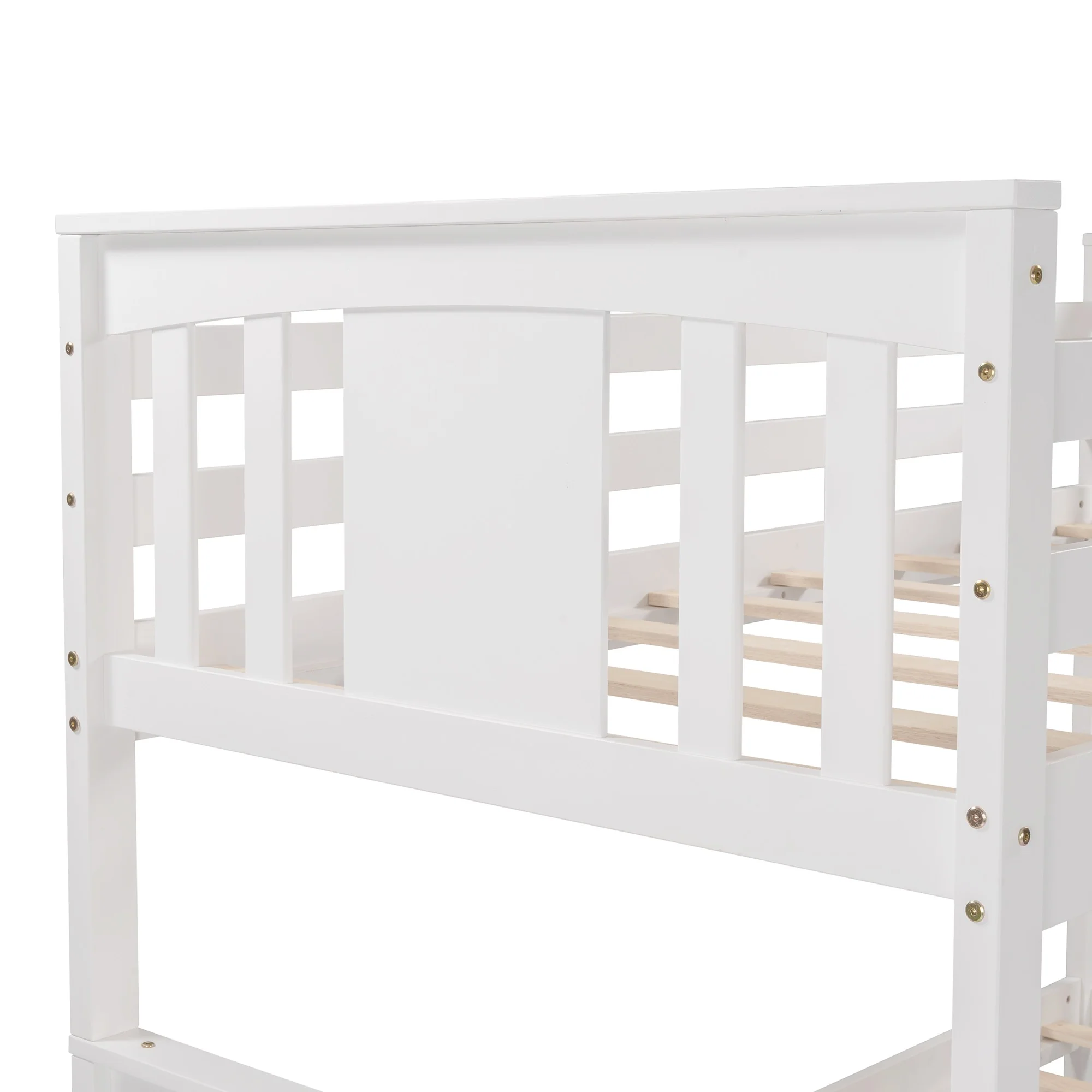 White Double Twin Size Ladder Bunk Bed With Drawers By Homeroots - Image 8