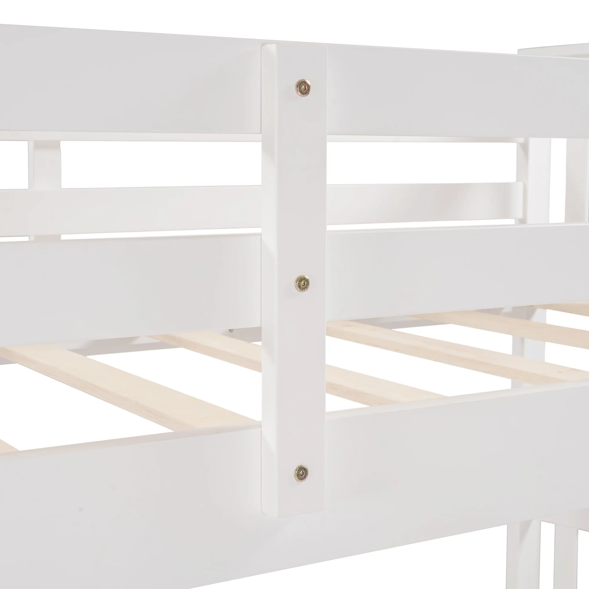 White Double Twin Size Ladder Bunk Bed With Drawers By Homeroots - Image 9