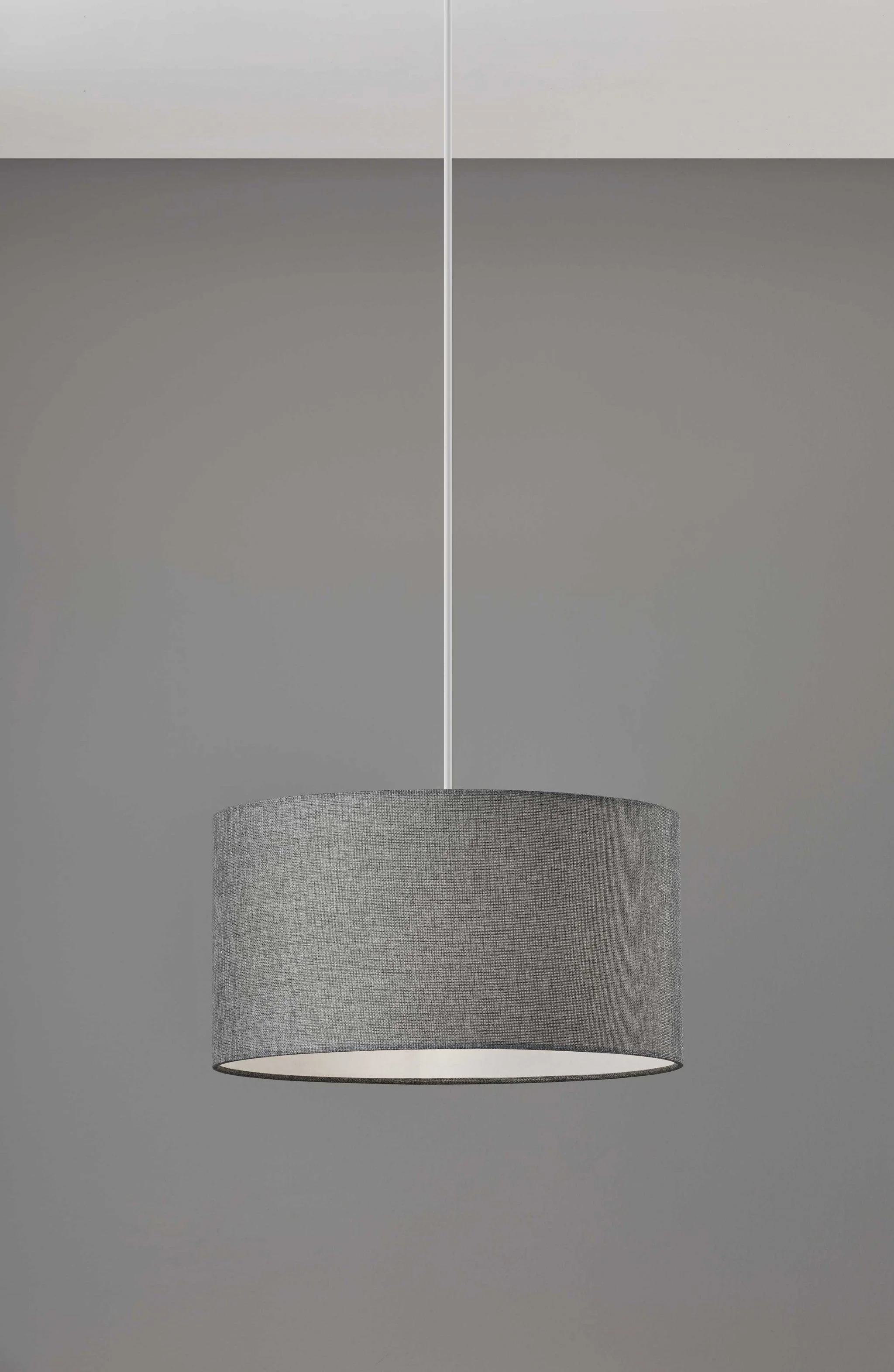 White Fabric Sleek Drum Pendant Lamp - Image 3