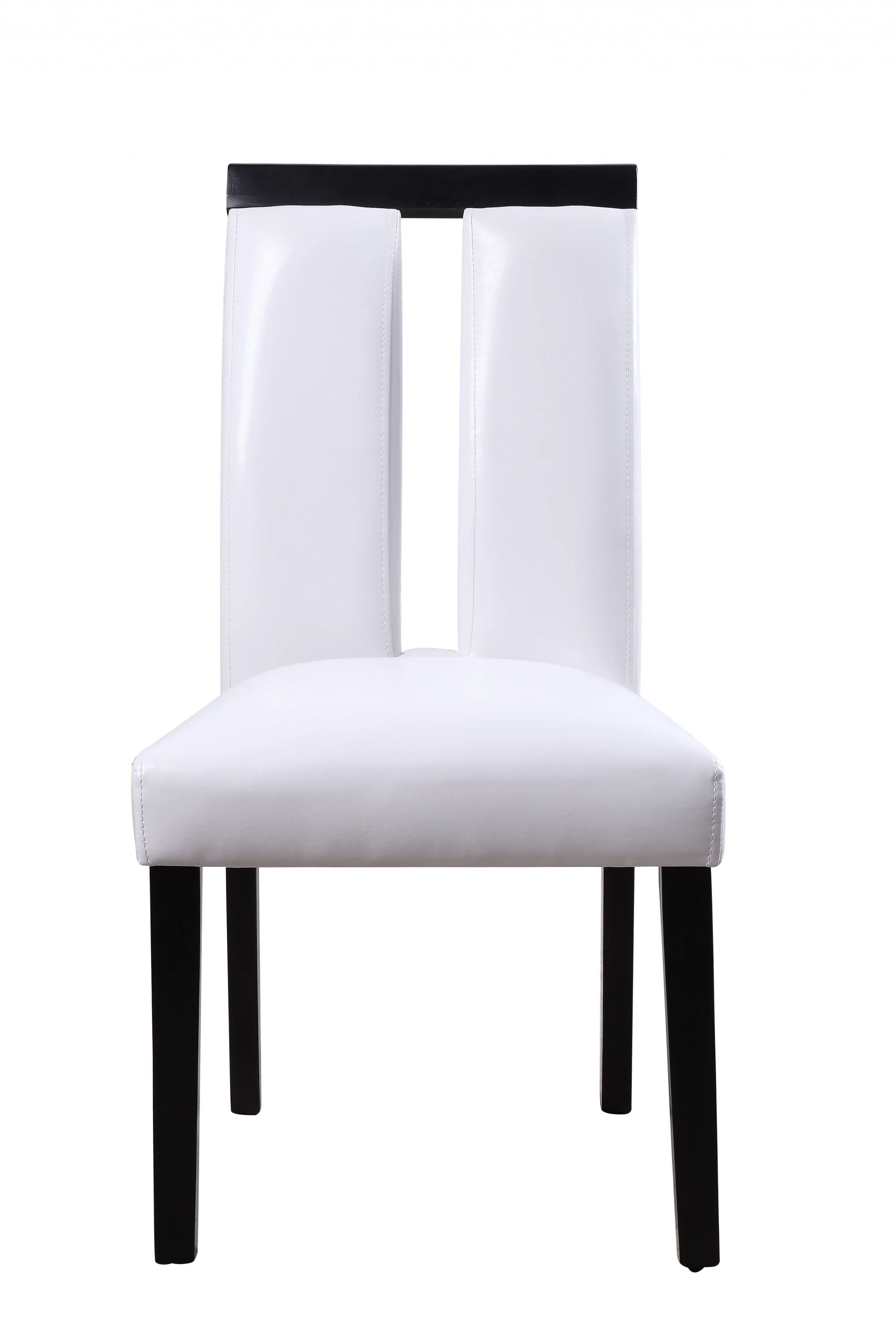 White Fau Leather Upholstered Seat And Black Wood Side Chair By Homeroots - Image 3