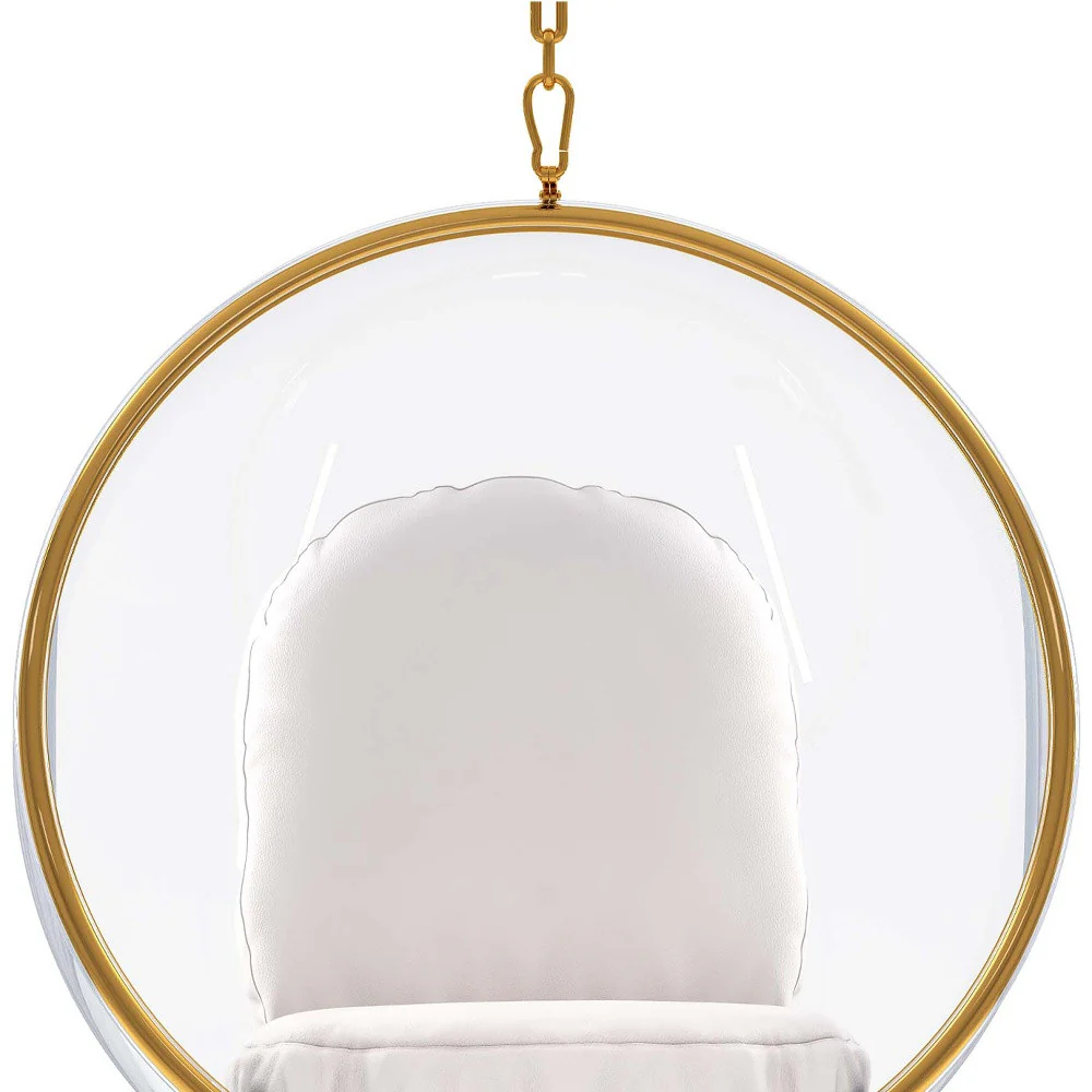 White Faux Leather Balloon Chair By Homeroots - Image 4