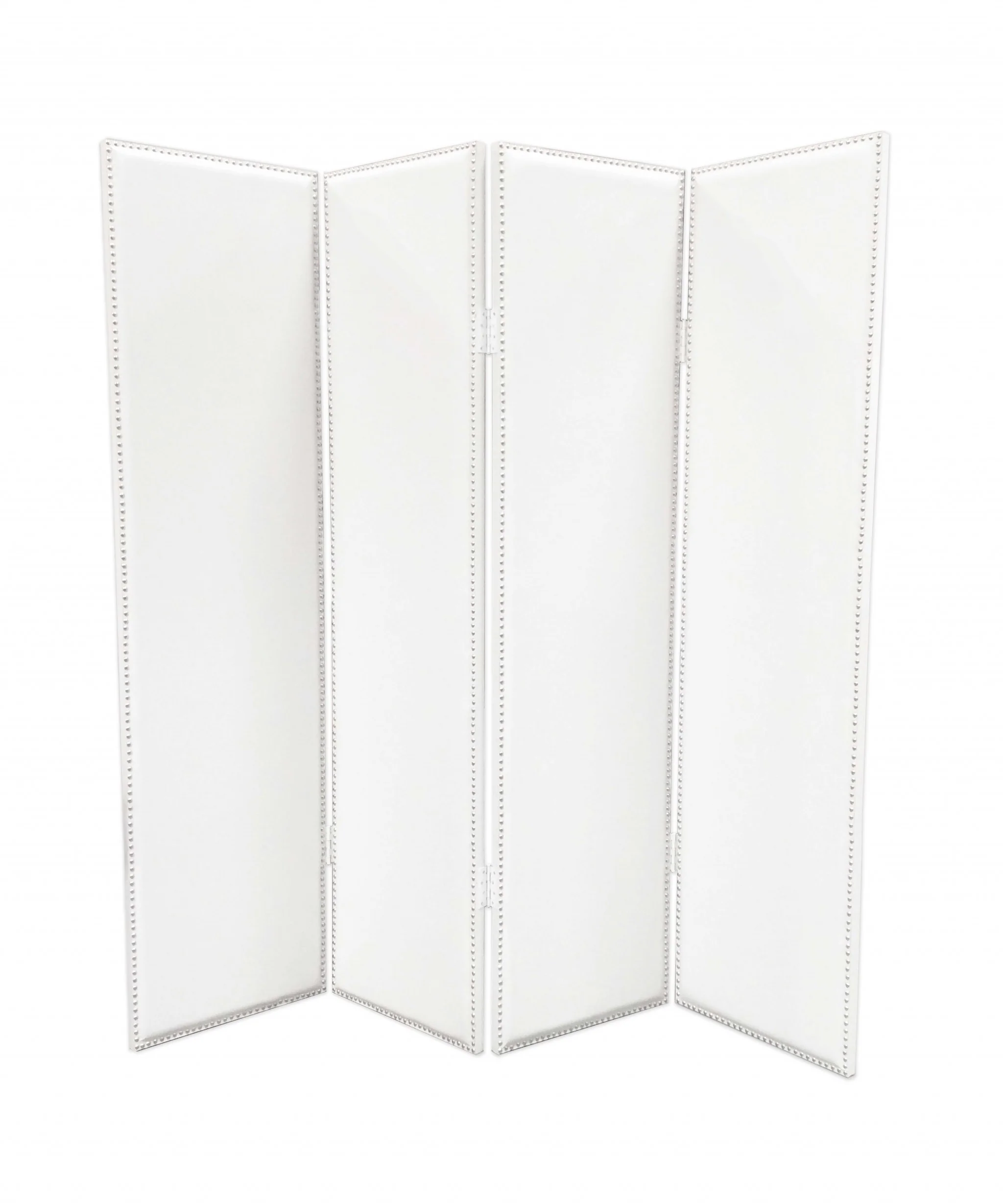 White Faux leather Screen By Homeroots - Image 2