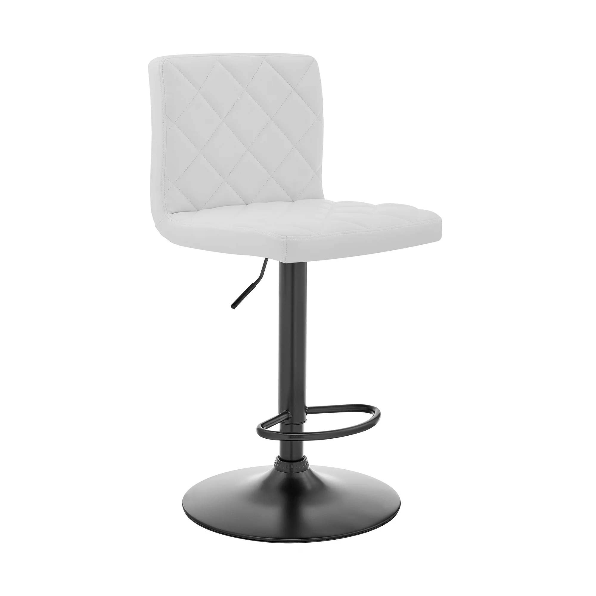 White Faux Leather Swivel Adjustable Bar Stool By Homeroots - Image 2