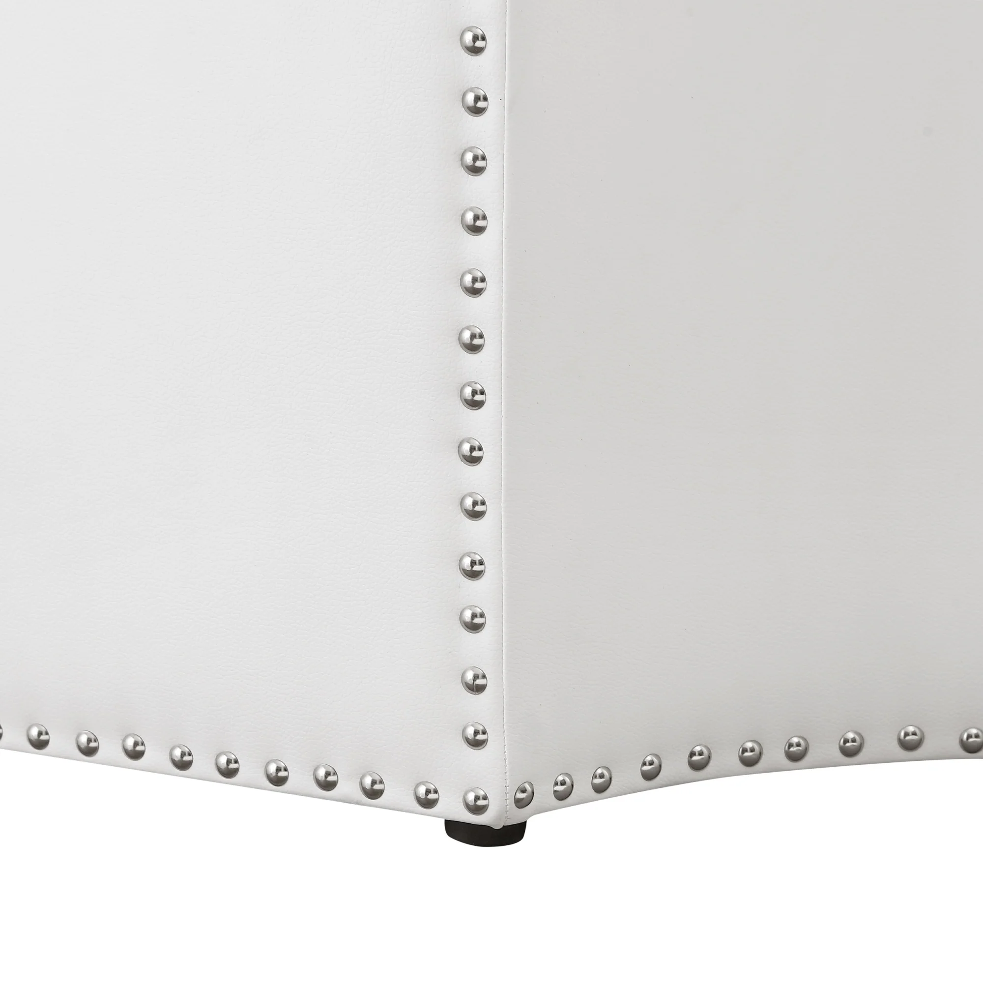 White Faux Leather Tufted Octagonal Cocktail Ottoman By Homeroots - Image 6