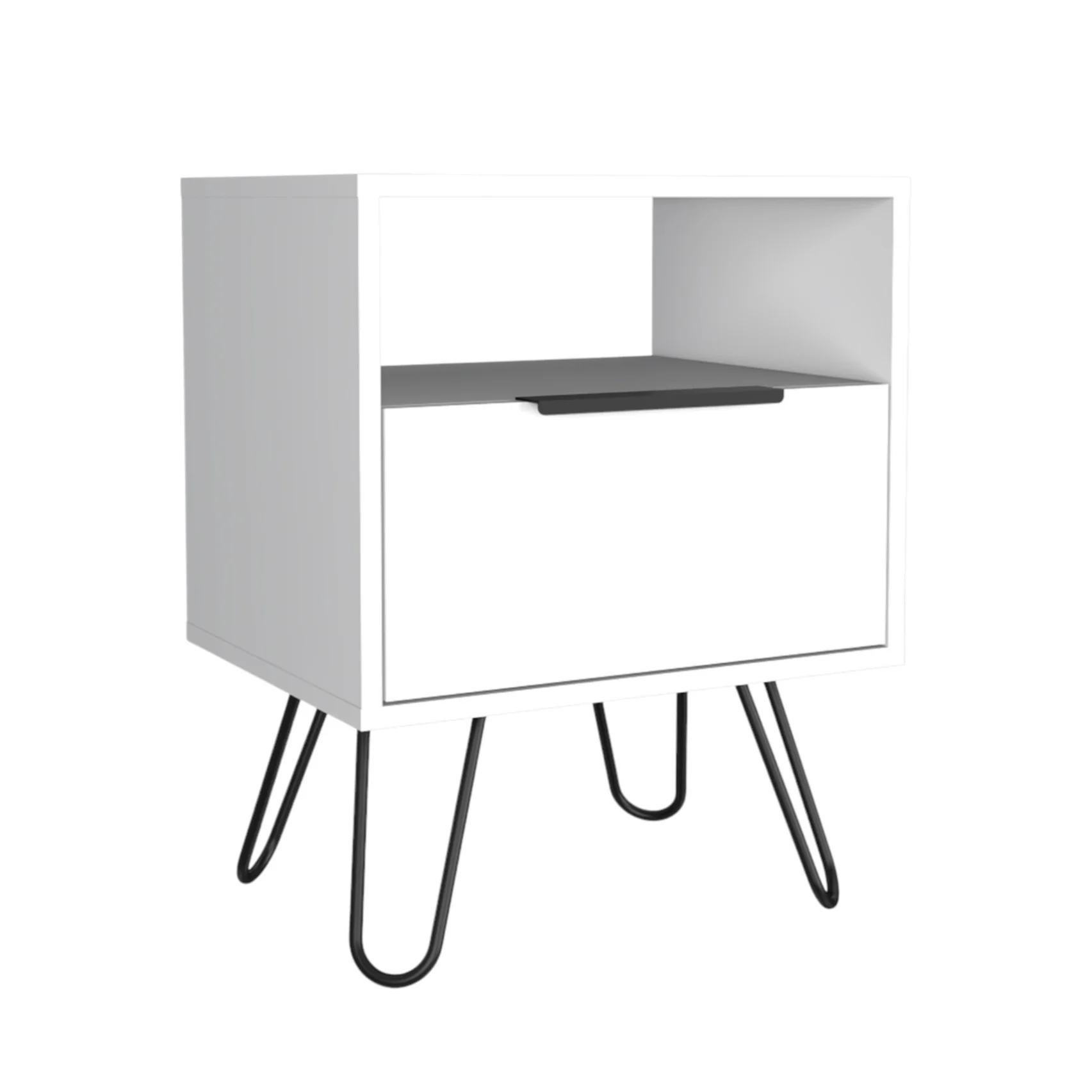 White Faux Wood Nightstand With Storage By Homeroots - Image 2