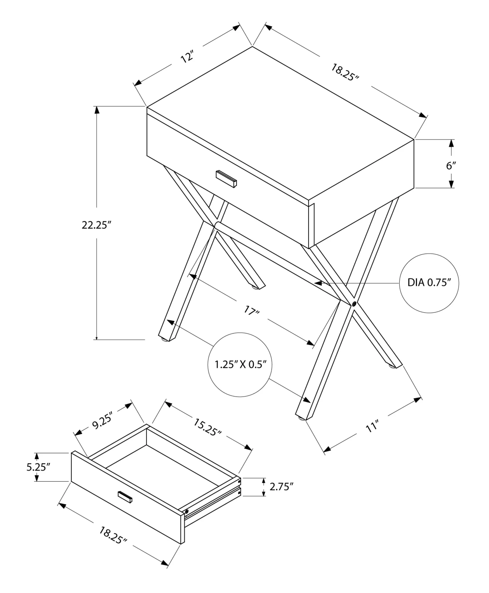 White Finish and Chrome Metal Accent Table By Homeroots - Image 3