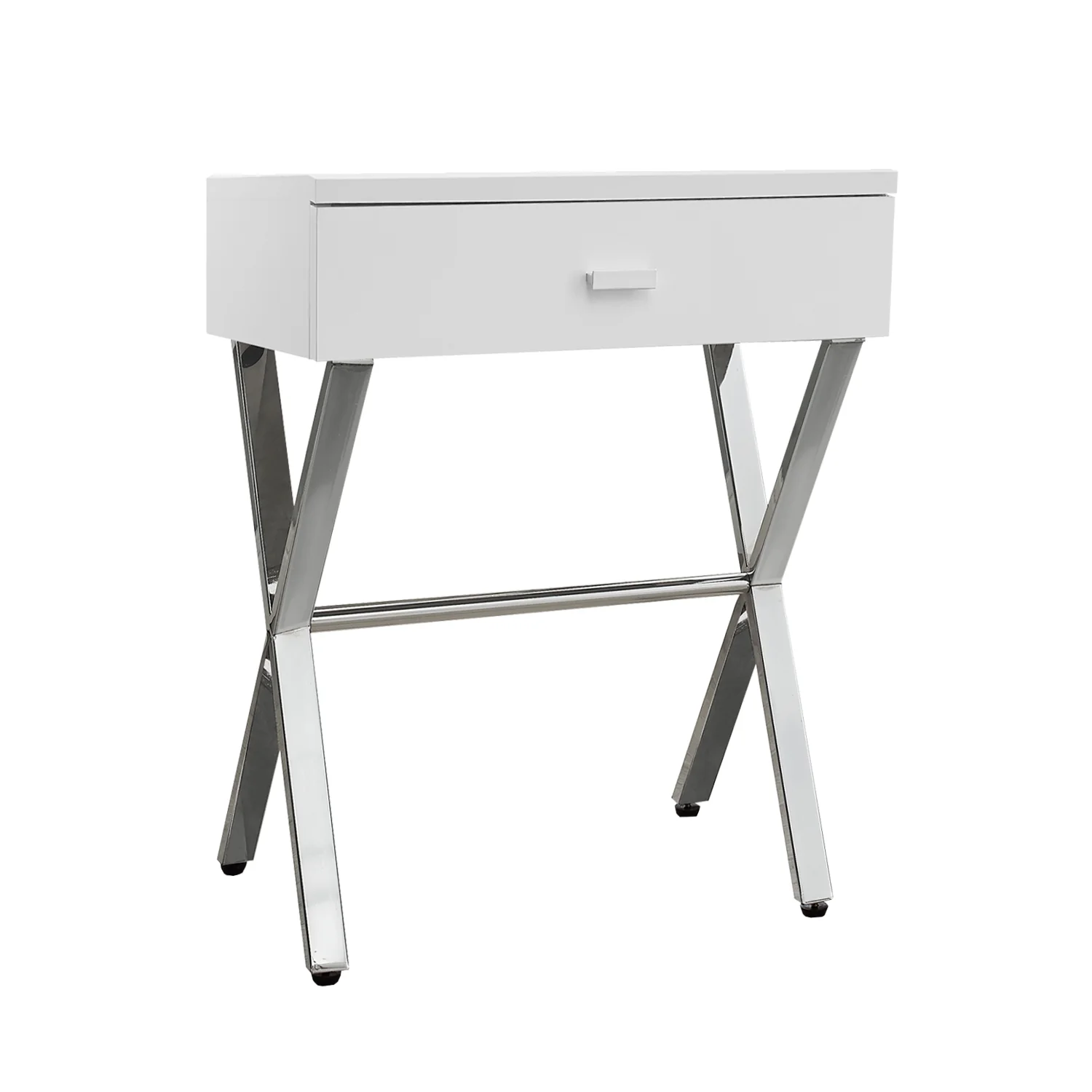 White Finish and Chrome Metal Accent Table By Homeroots - Image 5