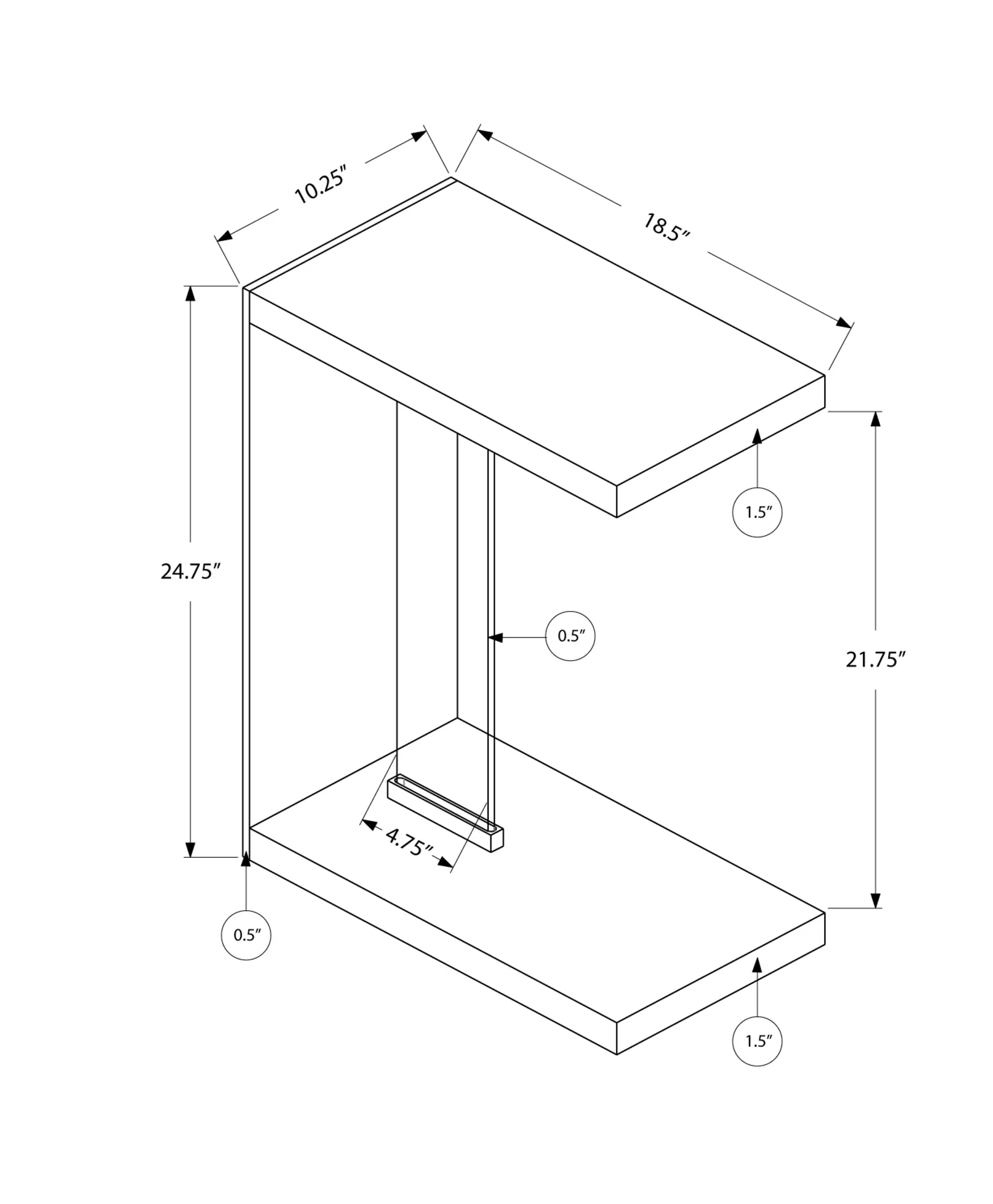 White Finish and Tempered Glass Accent Table By Homeroots - Image 3