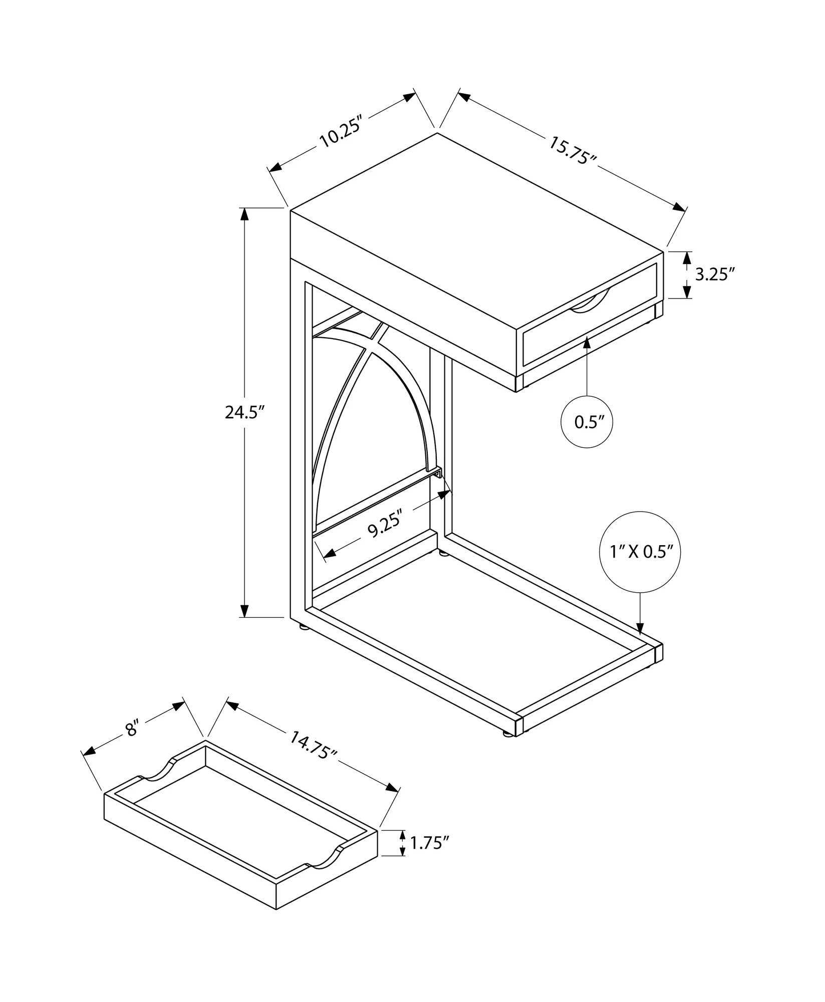 White Finish Drawer Accent Table By Homeroots - Image 3