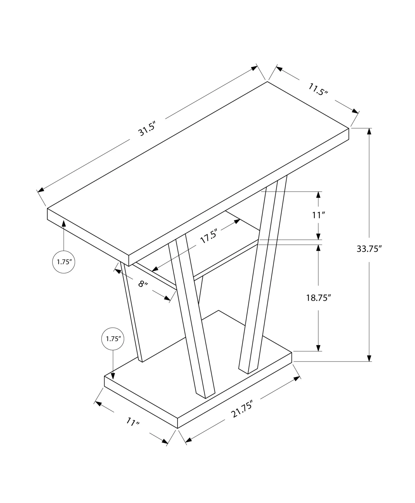 White Finish Hollow Core Accent Table By Homeroots - 332875 - Image 3