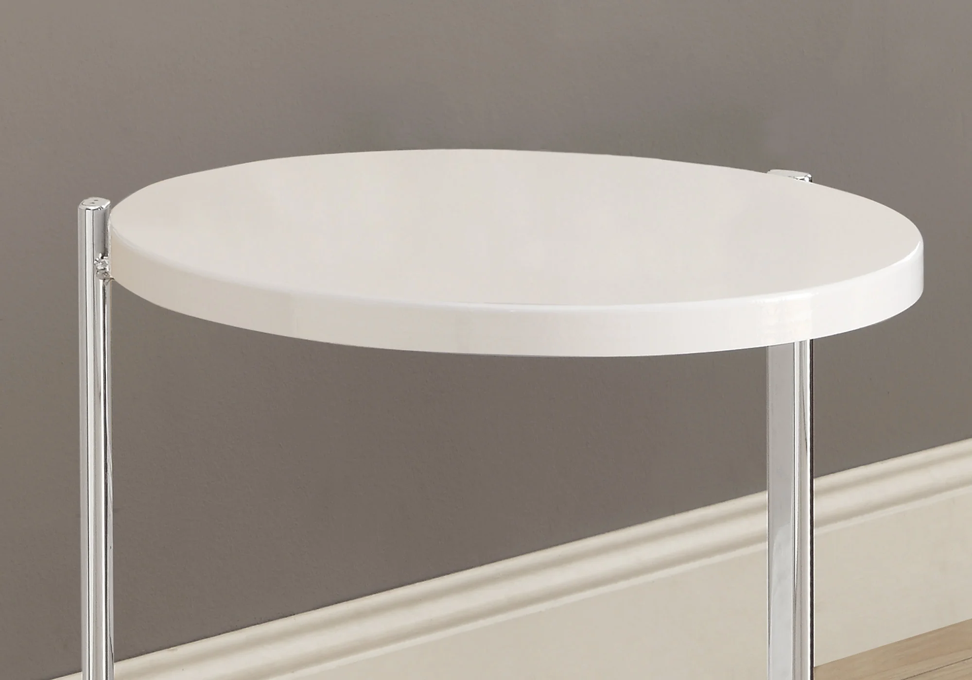 White Finish Laminate Metal Accent Table By Homeroots - Image 2