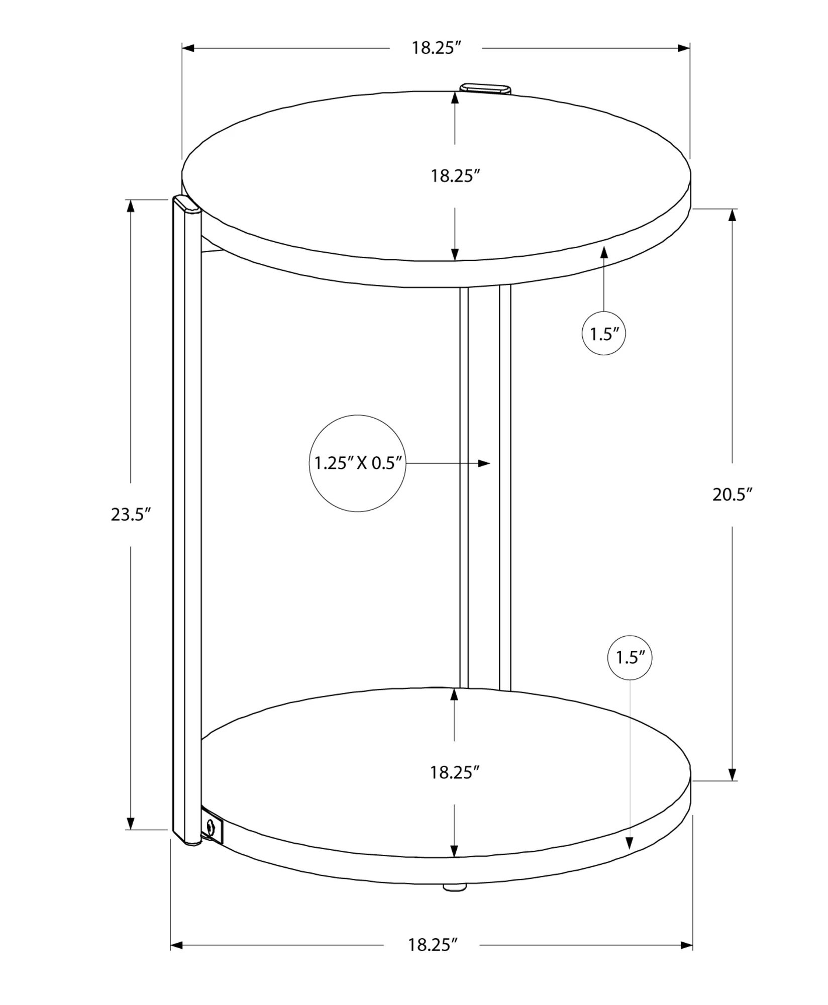 White Finish Laminate Metal Accent Table By Homeroots - Image 3