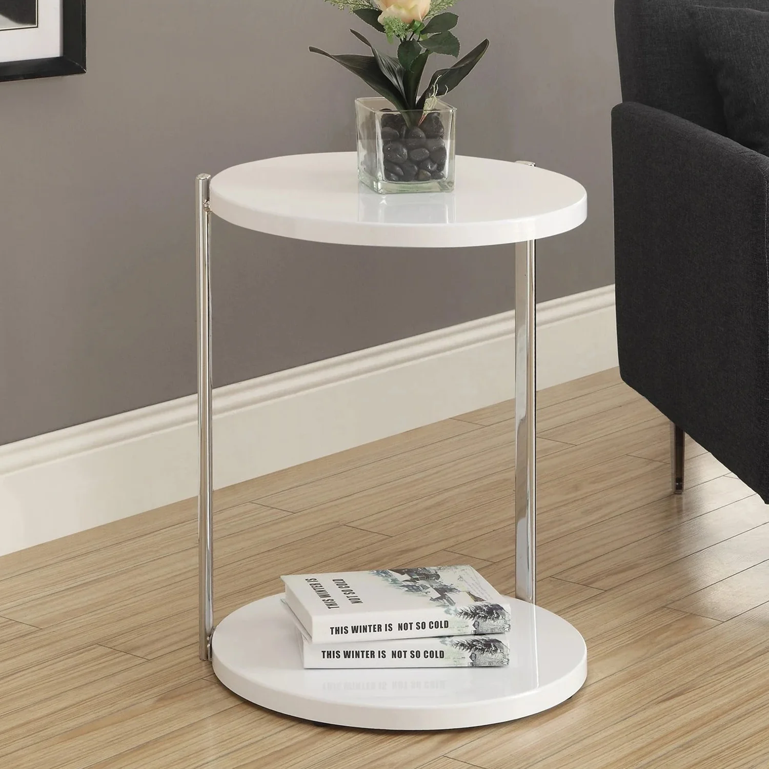 White Finish Laminate Metal Accent Table By Homeroots - Image 5