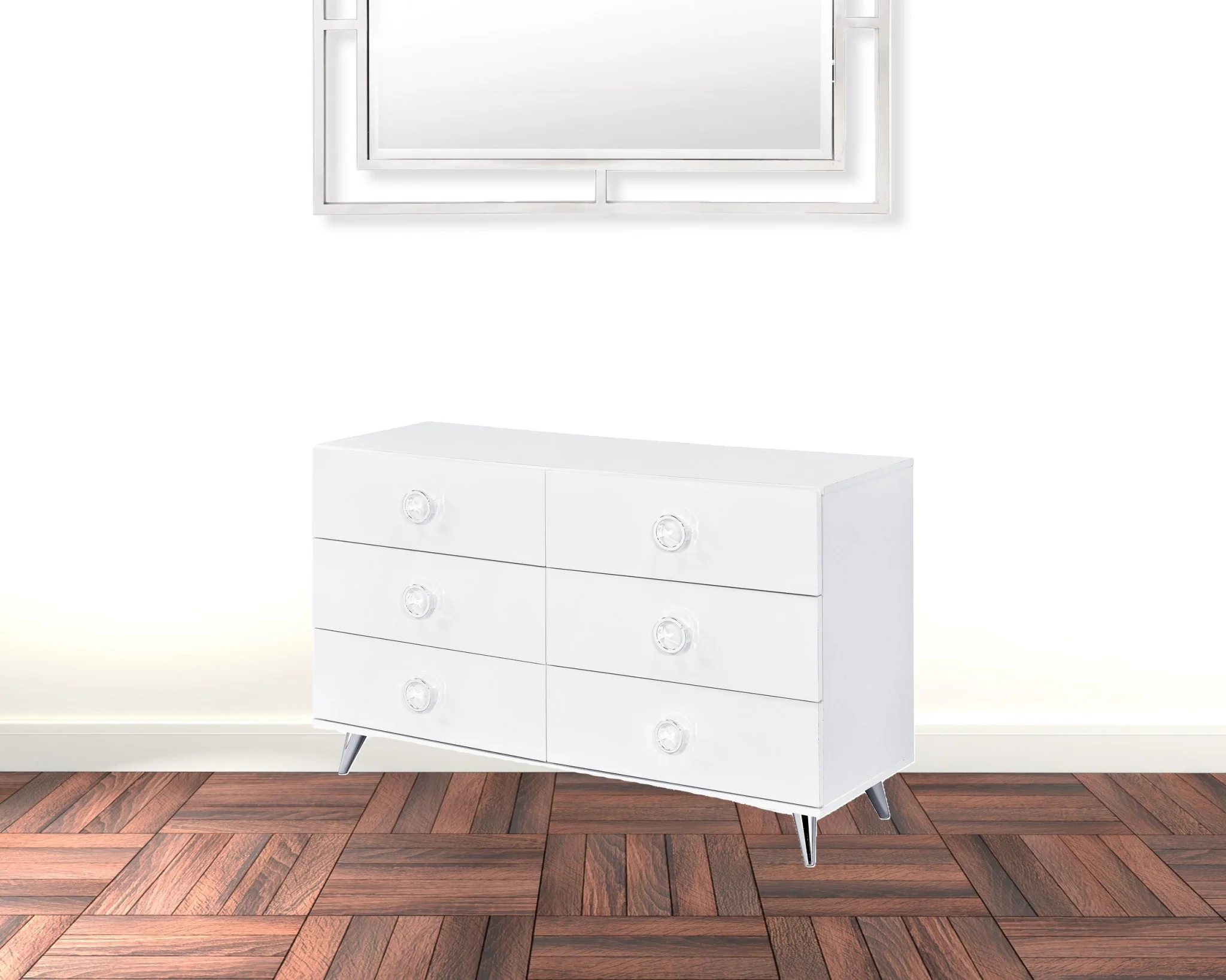 White Finish Manufactured Wood Six Drawer Double Dresser By Homeroots - Image 2