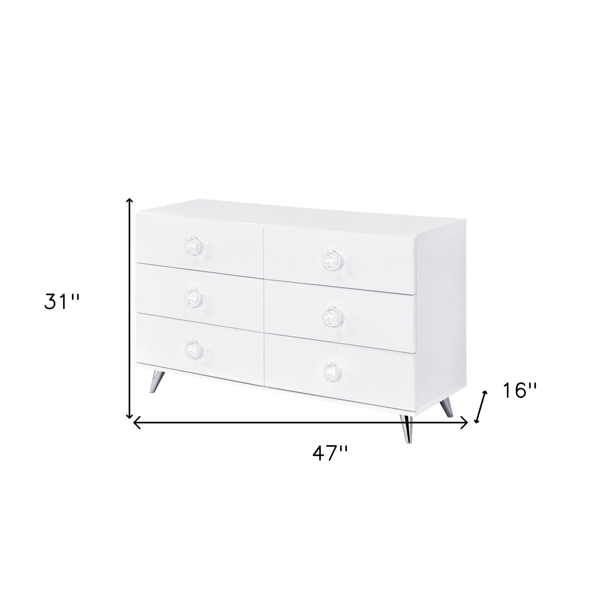 White Finish Manufactured Wood Six Drawer Double Dresser By Homeroots - Image 5