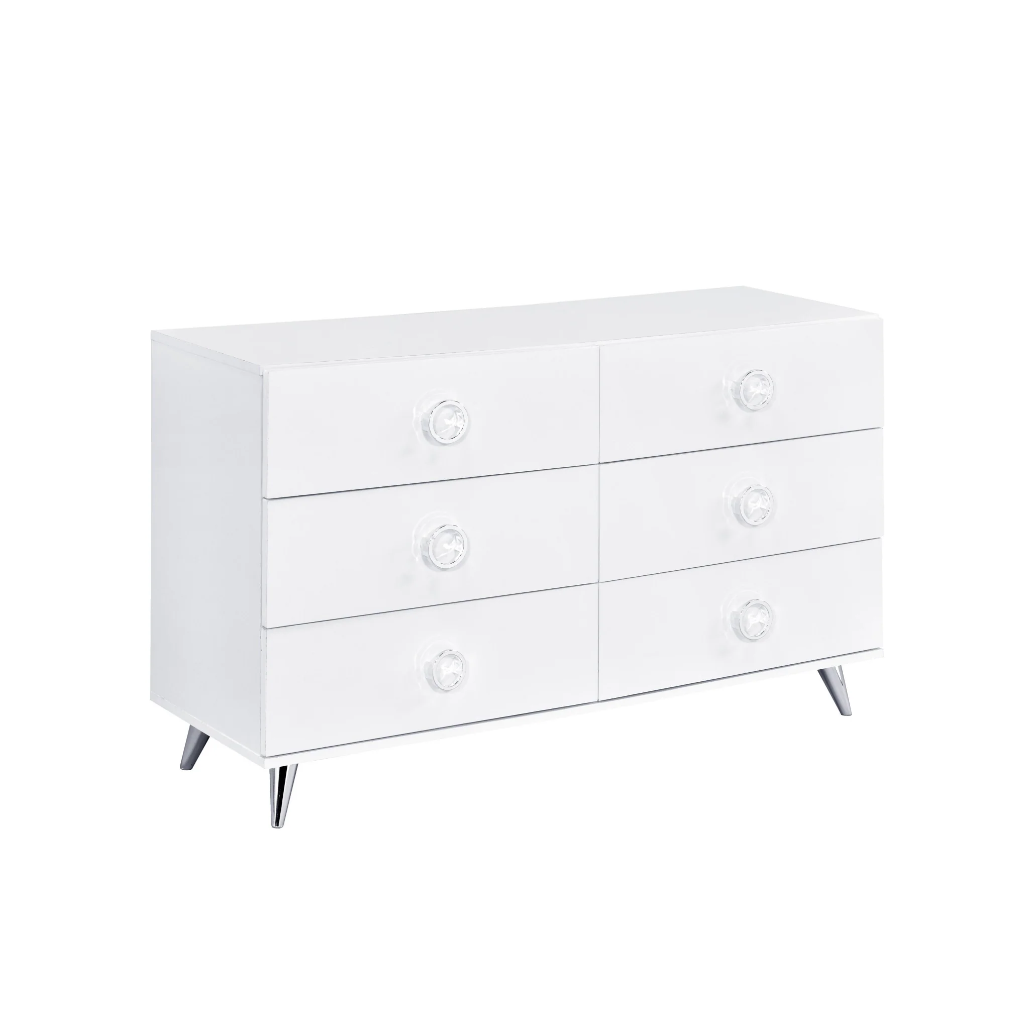 White Finish Manufactured Wood Six Drawer Double Dresser By Homeroots - Image 6