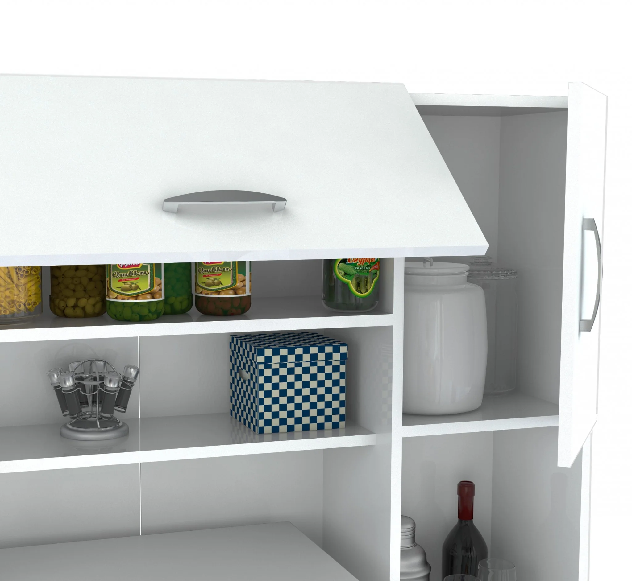 White Finish Wood Kitchen Storage Cabinet By Homeroots - Image 2