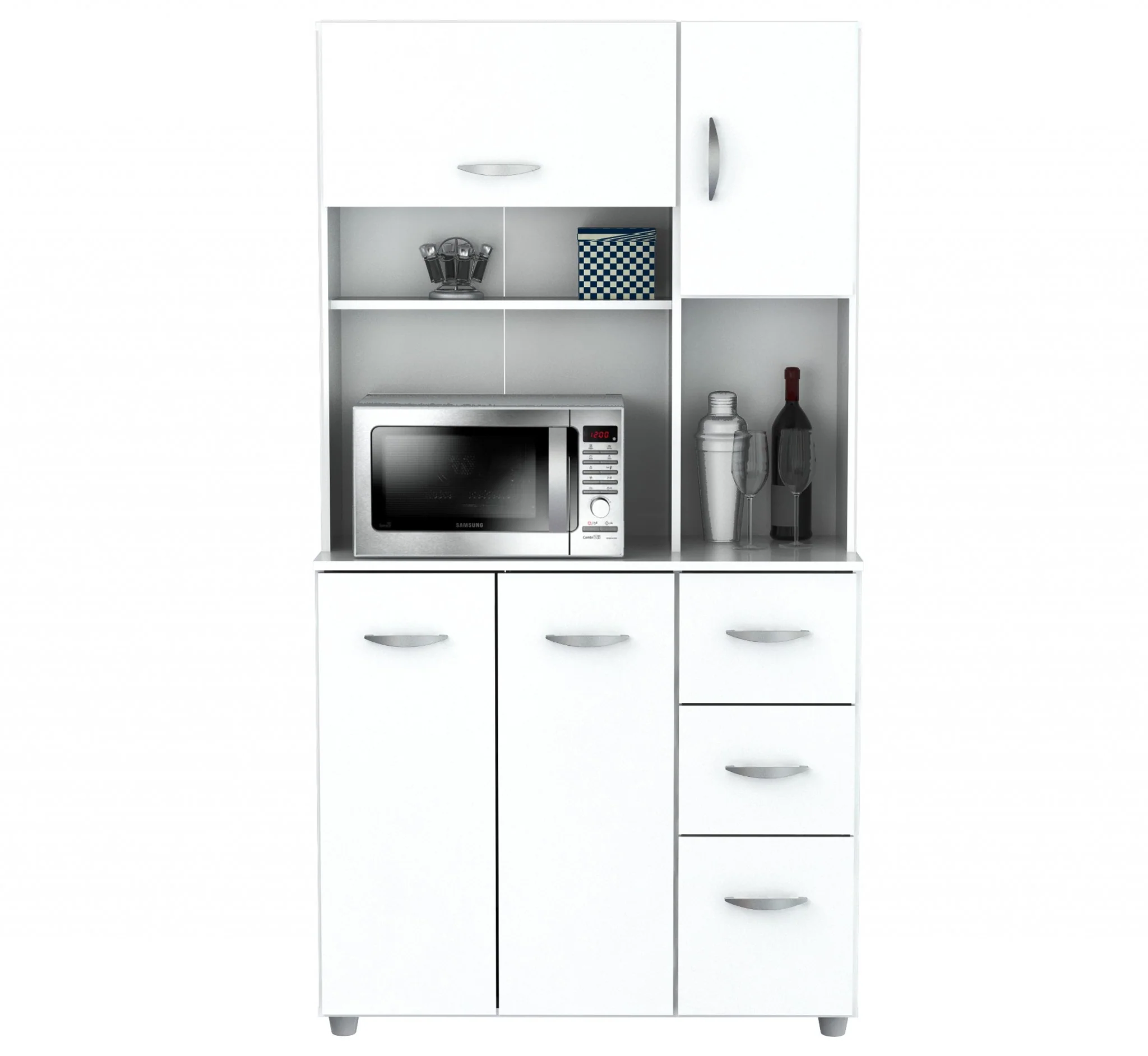 White Finish Wood Kitchen Storage Cabinet By Homeroots - Image 4