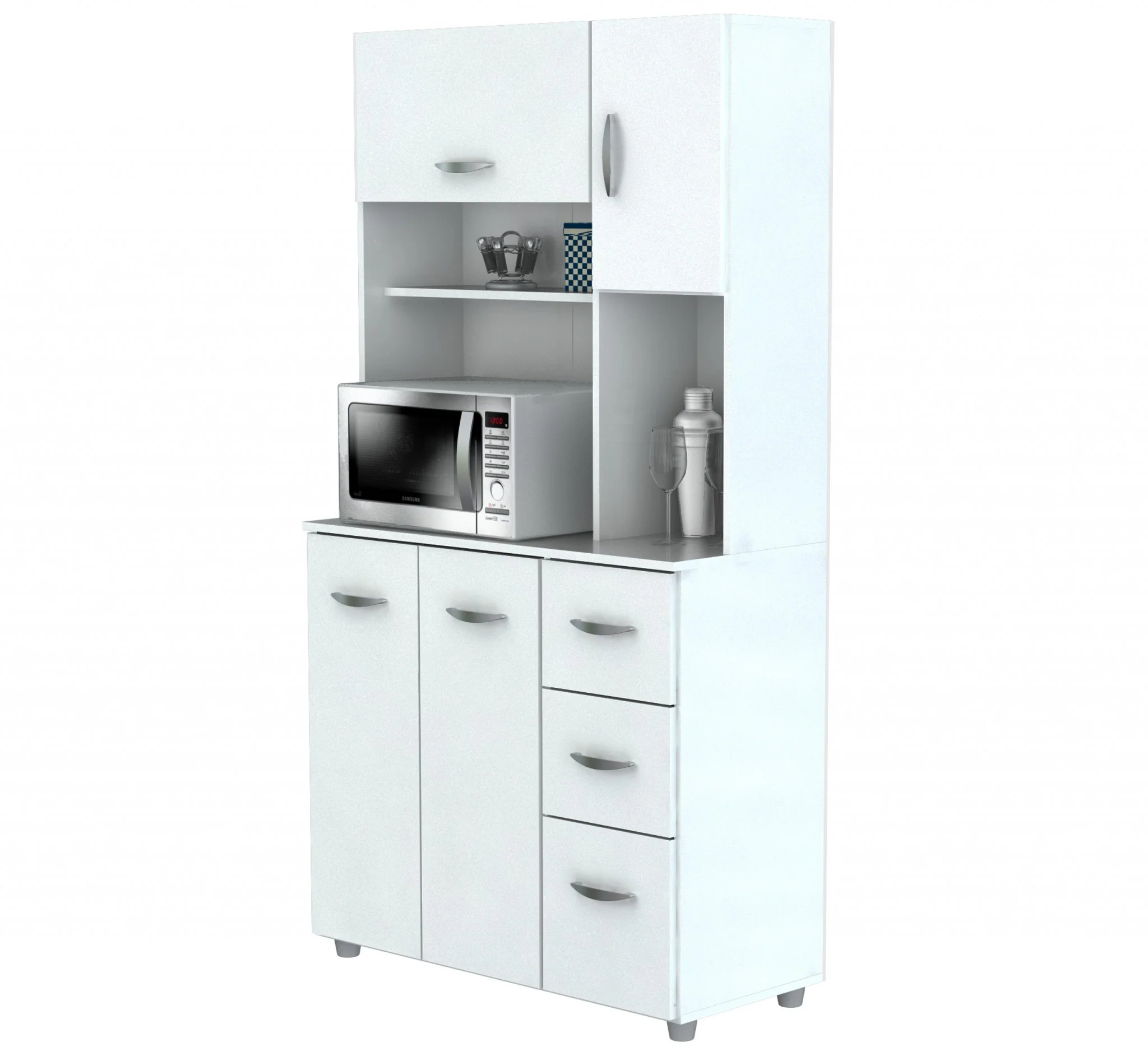 White Finish Wood Kitchen Storage Cabinet By Homeroots - Image 5