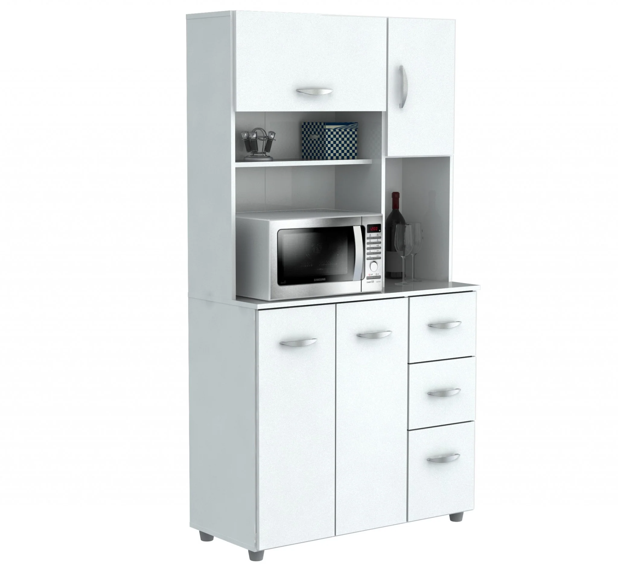 White Finish Wood Kitchen Storage Cabinet By Homeroots - Image 6