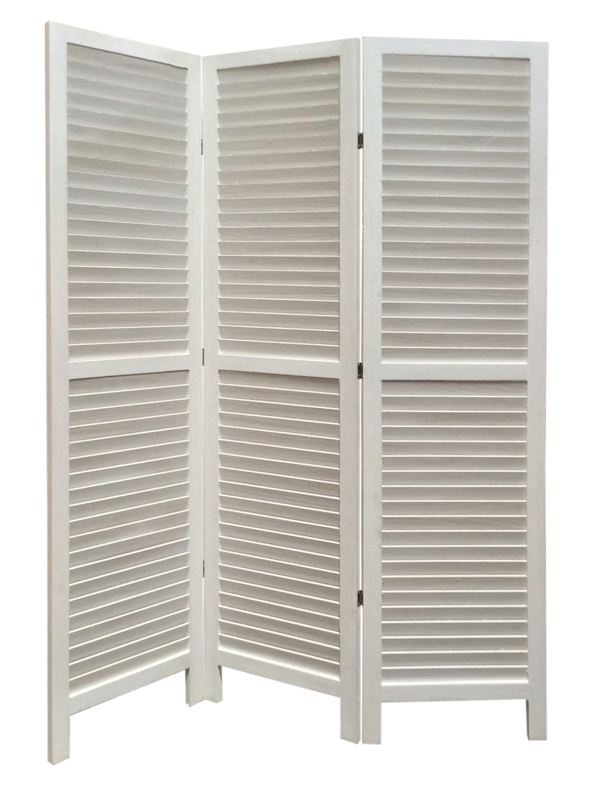 White Finish Wood Shutter 3 Panel Room Divider Screen By Homeroots - Image 2